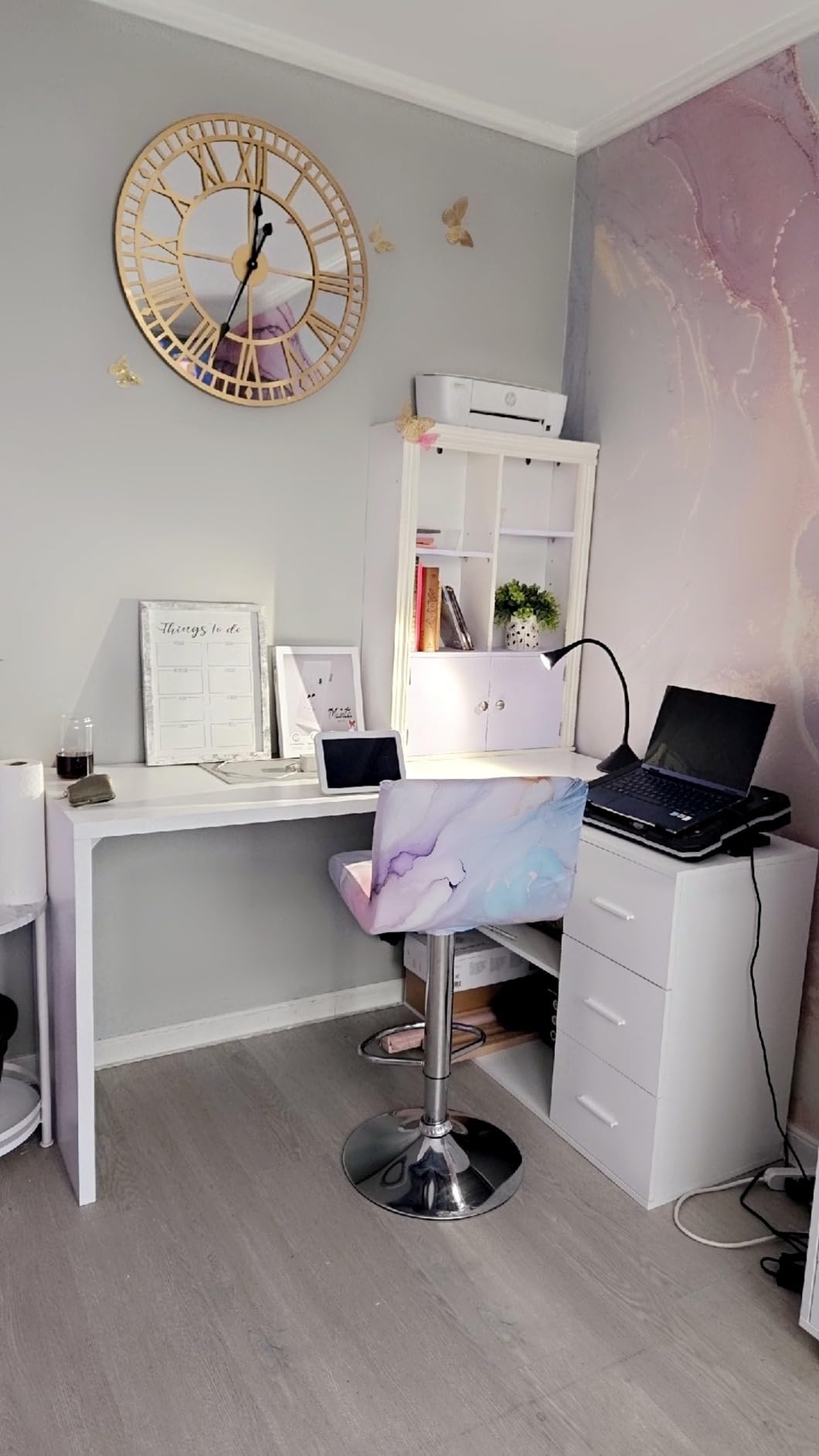 HSH White L Shaped Computer Corner Desk with 3 Storage Drawers 55 inch customer photo 1
