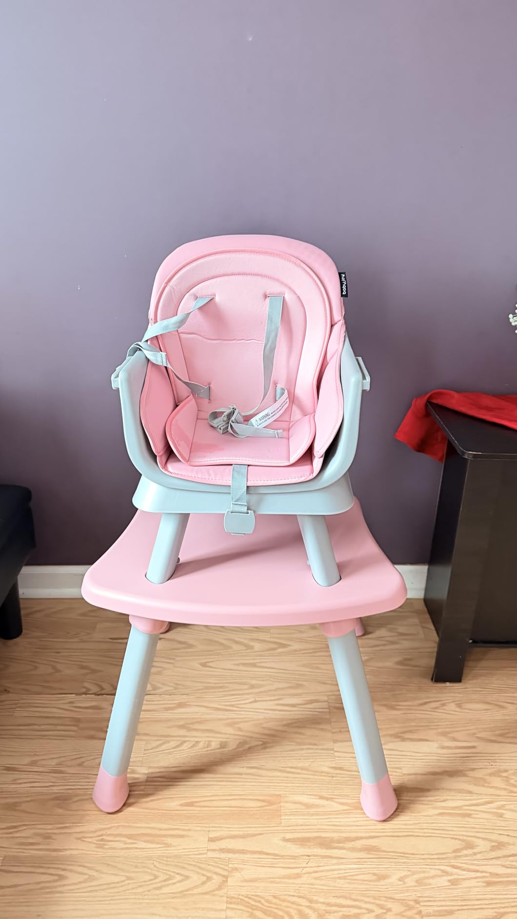 HONEY JOY 8 in 1 Baby High Chair, Convertible Highchair for Babies and Toddlers/Table and Chair Set/Building Block Table/Booster Seat/Stool/Toddler Chair with Safety Harness (Wave Gray) customer photo 2