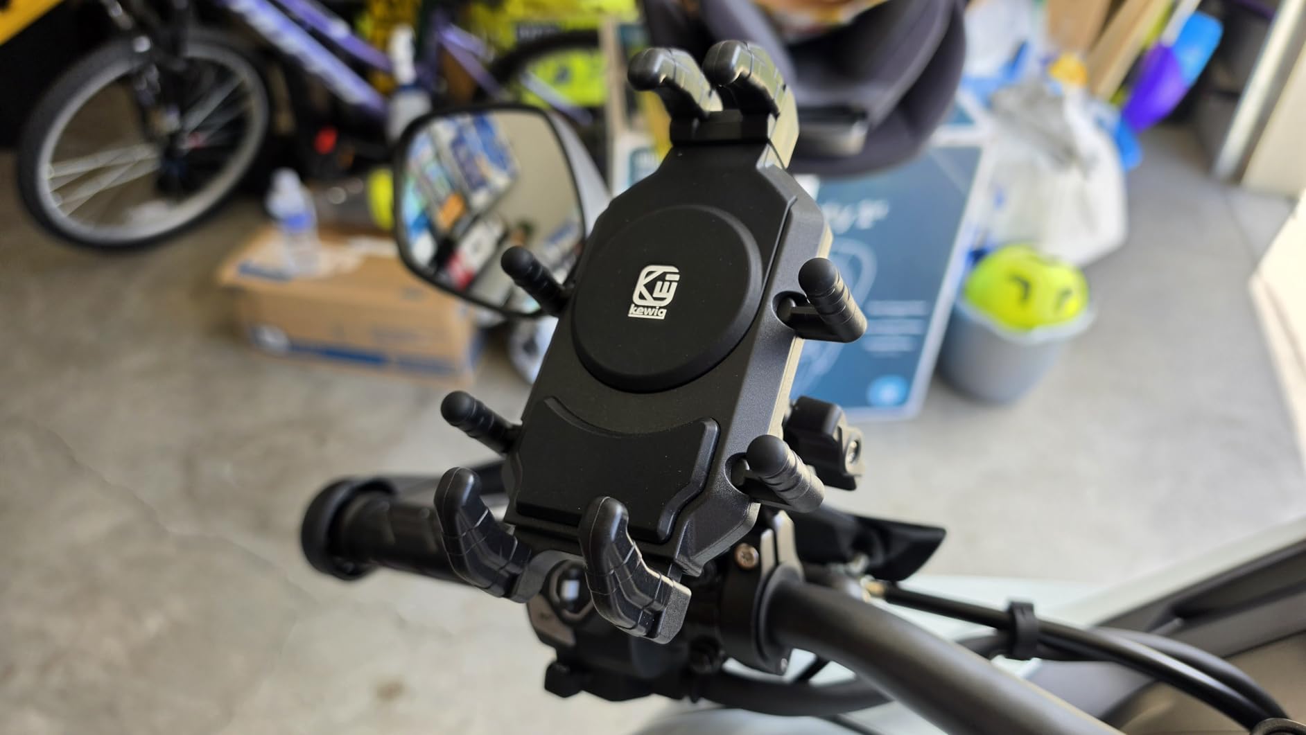 BRCOVAN Anti-Theft Motorcycle Phone Mount Holder with Vibration Dampener | with Secure Lock, Adjustable Size Handlebar Cellphone Cradle for Bike Bicycle Scooter ATV, Fit 5.4 - 7.2 inch Smartphones customer photo 1