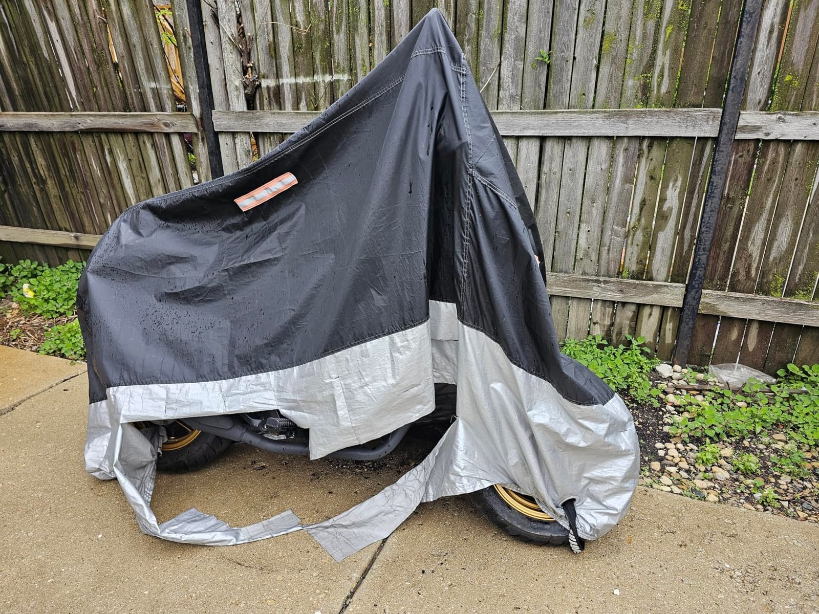Favoto Motorcycle Cover Waterproof Outdoor All Weather Protection | Rain UV & Windproof Motorcycle Tarp with Lock-Holes & Storage Bag Moped Cover with Night Reflective Strips Fits up to 96.5