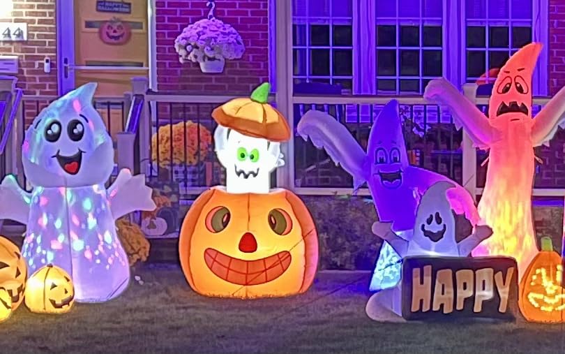 COMIN 5 FT Halloween Inflatables Animated Pumpkin Ghost Outdoor Decorations Blow Up Yard with Built-in LEDs for Indoor Party Garden Lawn Decor customer photo 2