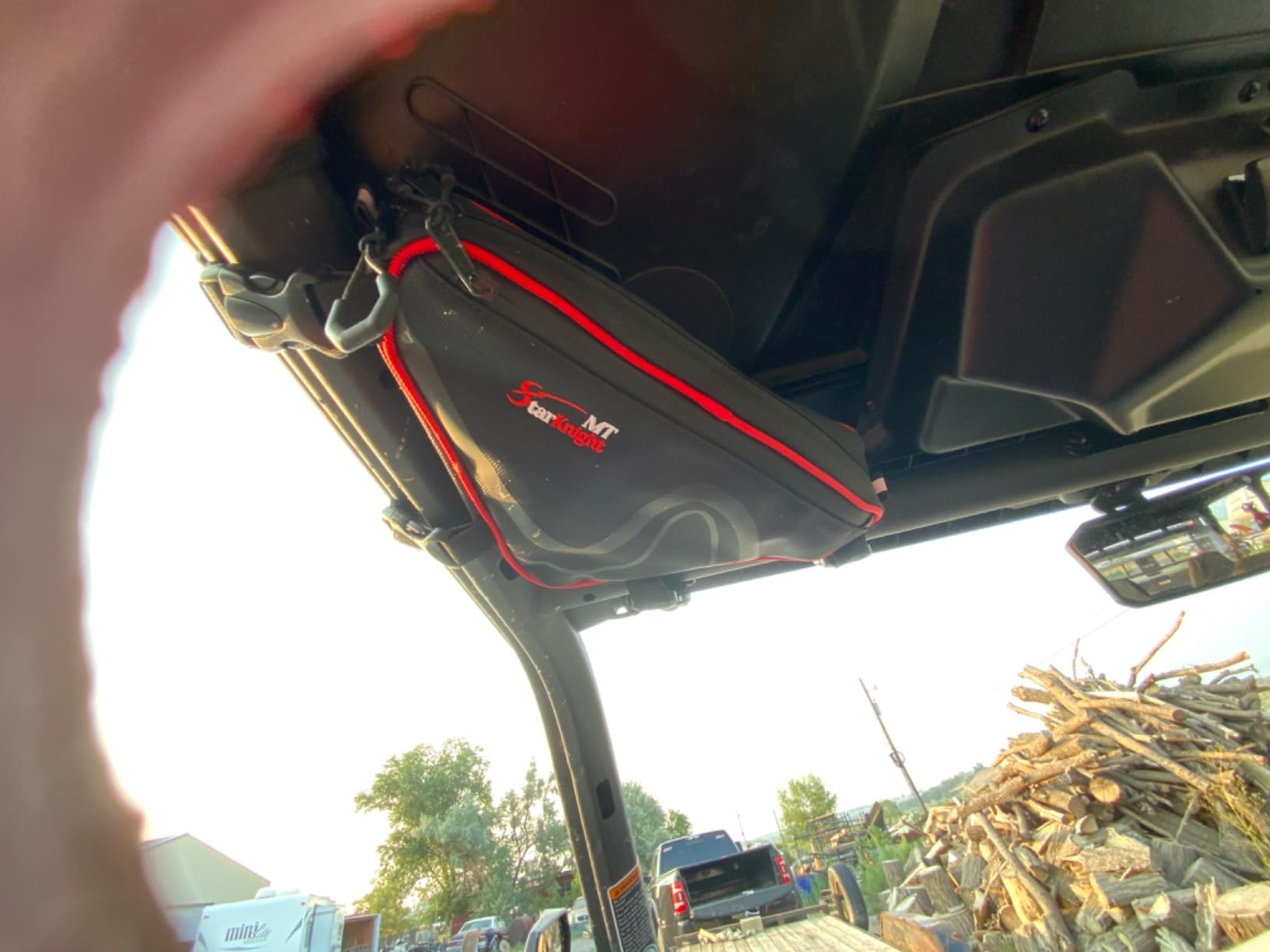 StarknightMT 2 Pcs UTV Roll Bar Bag, Universal Water Resistant SXS Triangle Storage for Overhead/Roof/Door/1.75-2