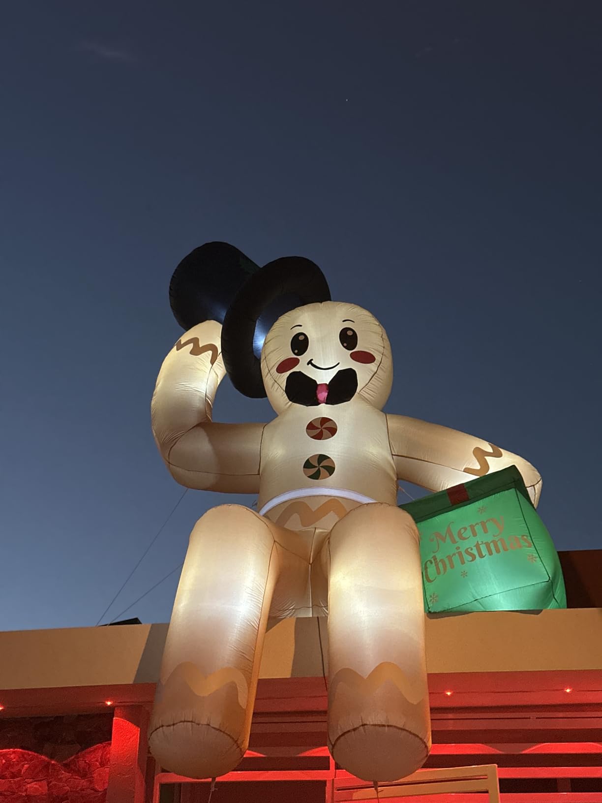 OurWarm 12FT Christmas Inflatables, Giant Gingerbread Christmas Decorations | Gingerbread Inflatable Christmas Decorations, Christmas Blow Ups with 8 LEDs, Powerful Blower for Outdoor, Yard, Lawn, Garden customer photo 1