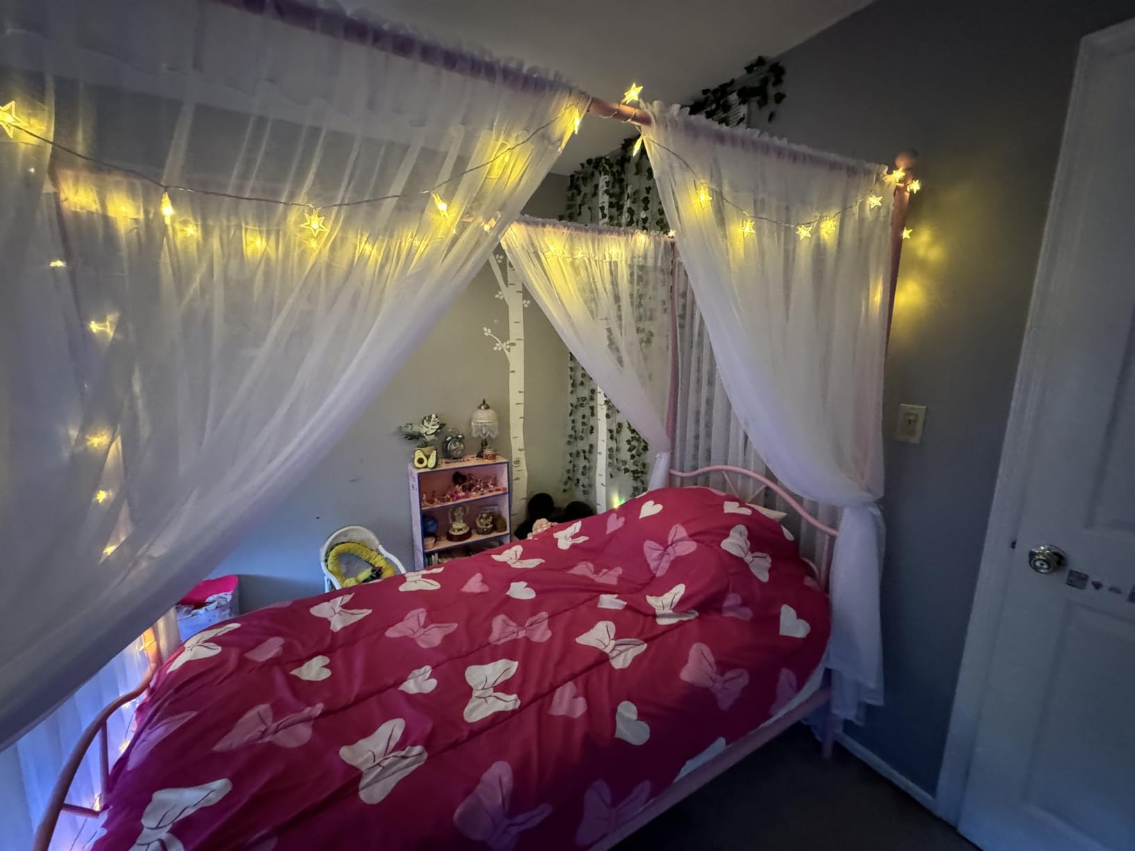 Queen Canopy Bed Frame with 4 Posters, Queen Size Bed for Girls Adults customer photo 1