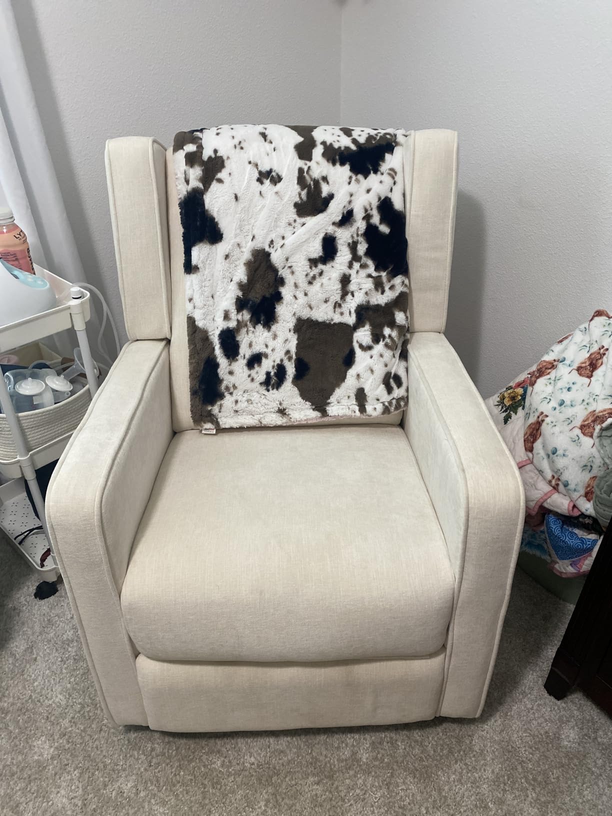 CANMOV Swivel Rocker Recliner Chair, Nursery Glider Chair, Nursery Rocking Chairs, Manual Reclining Chair, White customer photo 2