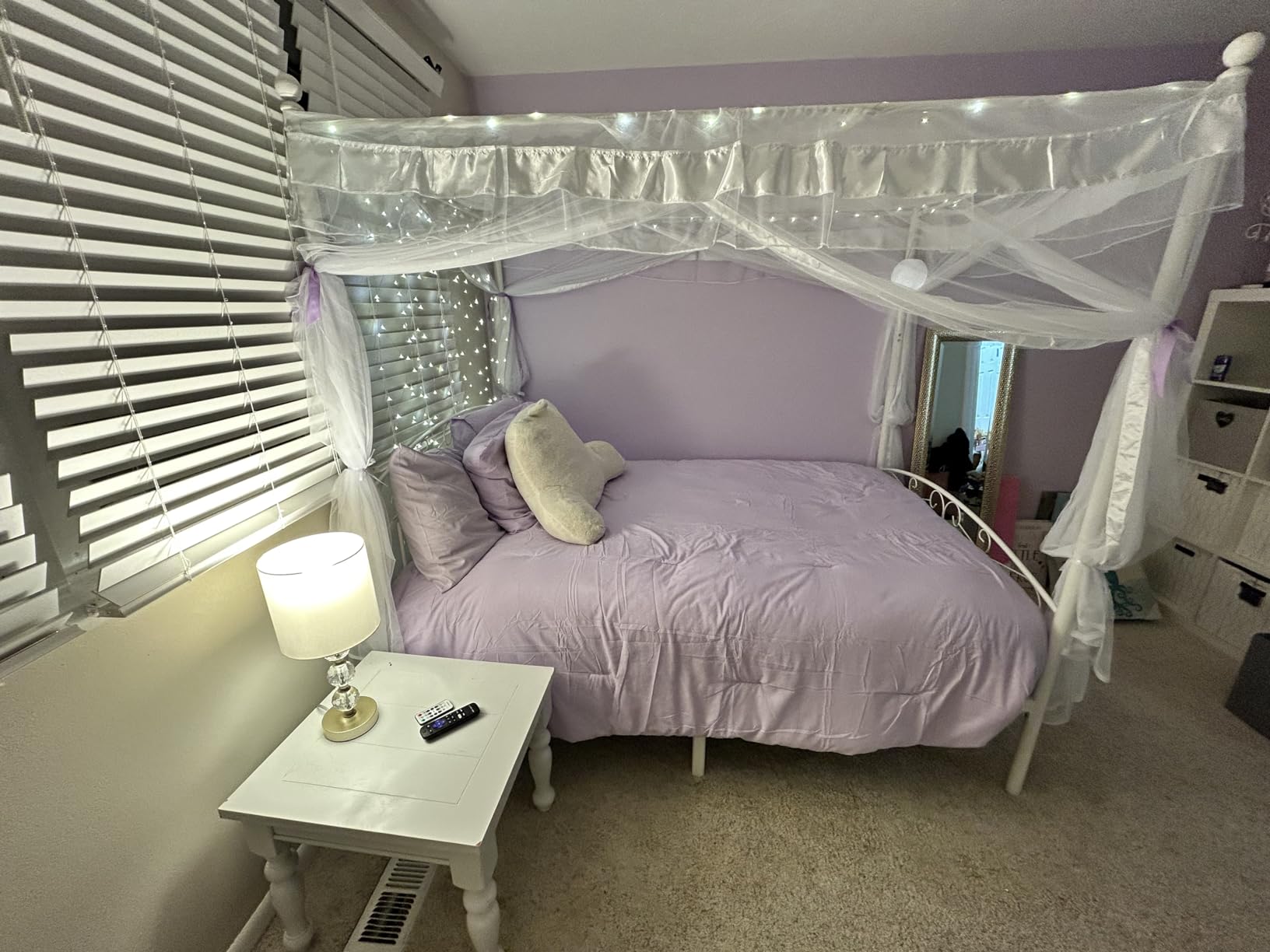 Queen Size Canopy Bed Frame Four-Poster Metal Bed Black customer photo 1