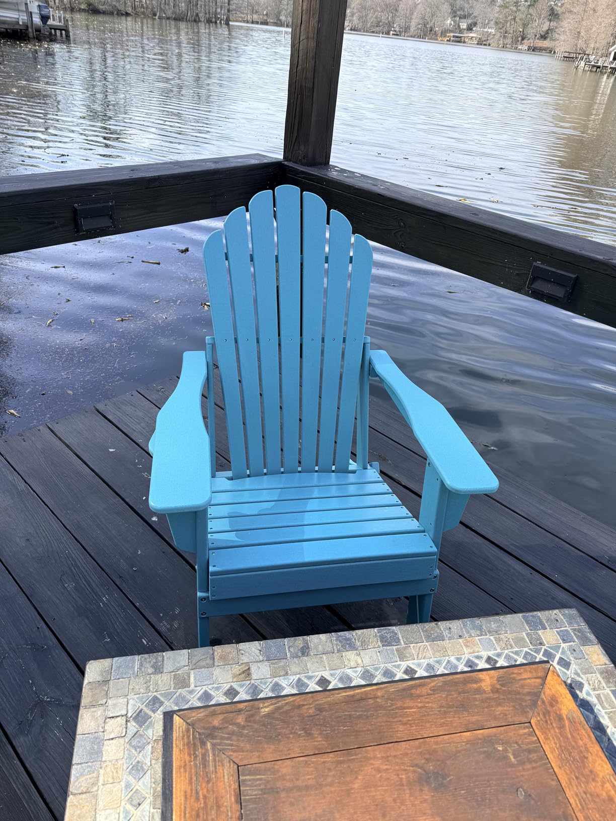 Plawdlik Oversized Folding Adirondack Chair Set of 2, Outdoor Chair, Navy customer photo 1