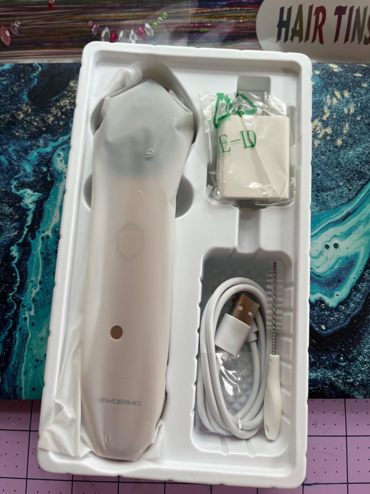 NEWDERMO Microdermabrasion Machine Pro, Large Diamond Electric Microdermabrasion Wand Tool With 3 Levels Frequency for Face Body Exfoliate Skin Care(White) customer photo 2