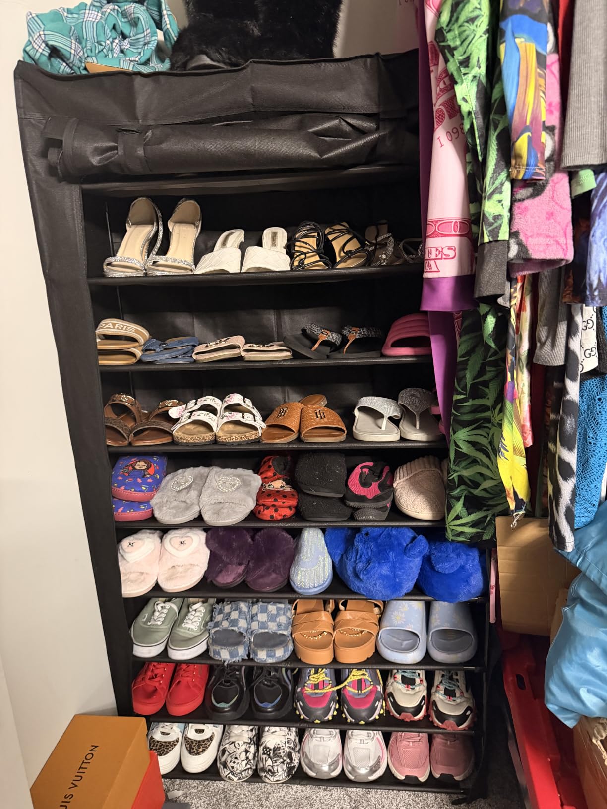 LANTEFUL Shoe Rack with Covers - 10 Tiers Tall Shoe Rack Organizer Large Capacity Shoe Shelf Storage 40 Pairs Space Saving Vertical Shoe Storage Organizer for Closet, Entryway, Dorm, Bedroom customer photo 2
