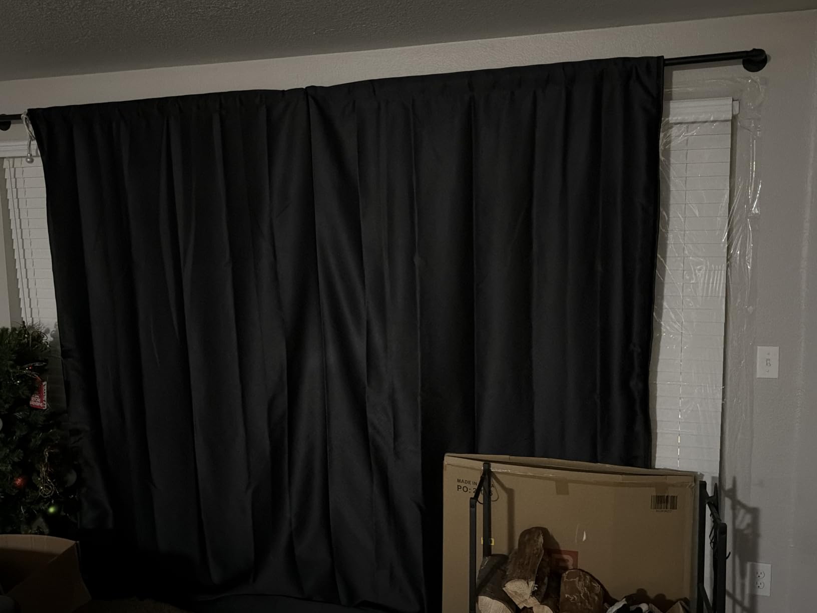 MaKefeile Room Divider Curtains Total Blackout Privacy Curtain Panel Room Thermal Insulated Noise Reduction Curtains for Bedroom Window Living Room Ceiling Track Curtain W 8.3 ft x H 7 ft Black customer photo 1