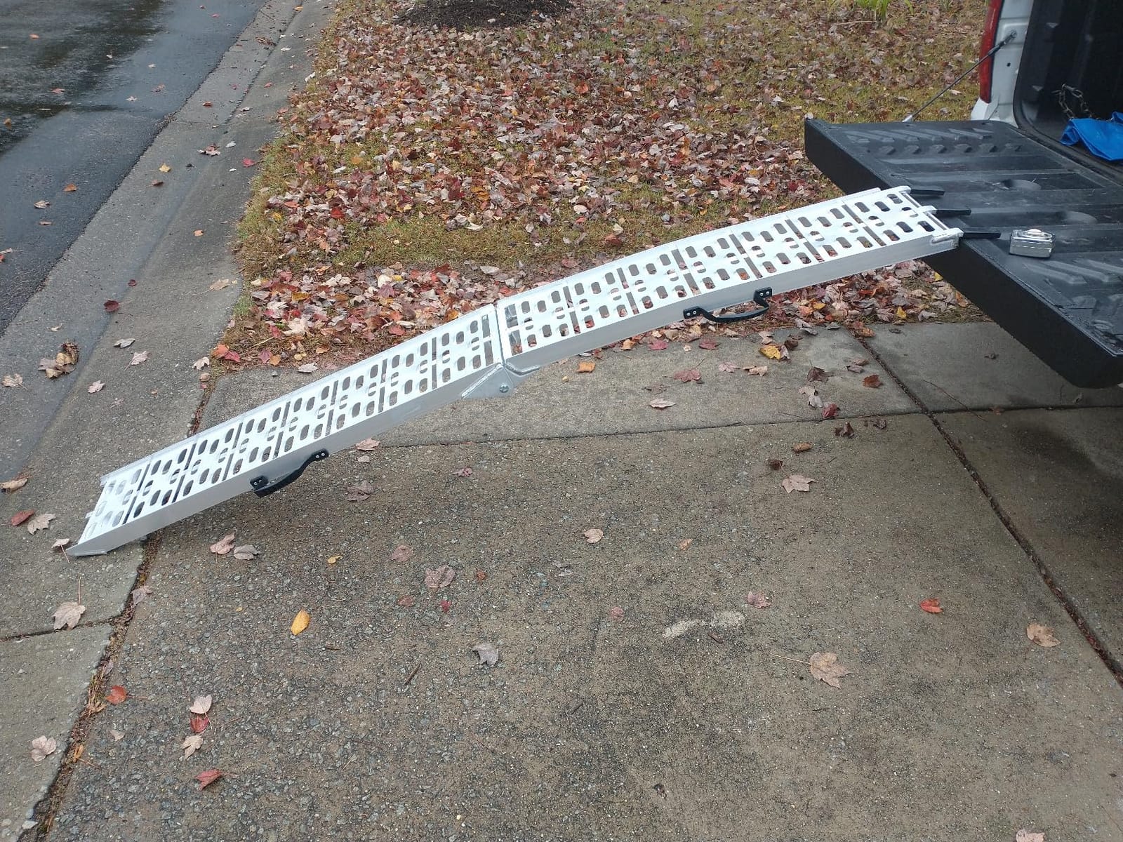 Motorcycle Ramp for Pickup Trucks, Aluminum Dirt Bike Ramp, 1 Pack | 750 lb Capacity, 7.5 ft, 89 x 12 in, Folding Design, Punch Plate Surface, Carry Handle, Safety Strap, for Compatible Trailers customer photo 1