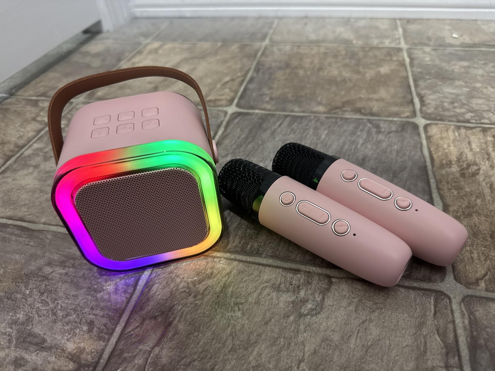 IROO Mini Karaoke Machine for Kids, Birthday Gifts Toys for Girls Ages 3-12 | 2 Wireless Mics, 5 Voice Effects & 1-Month KaraFun Premium, Bluetooth Speaker, Portable MP3 Player For Family Home Party customer photo 2