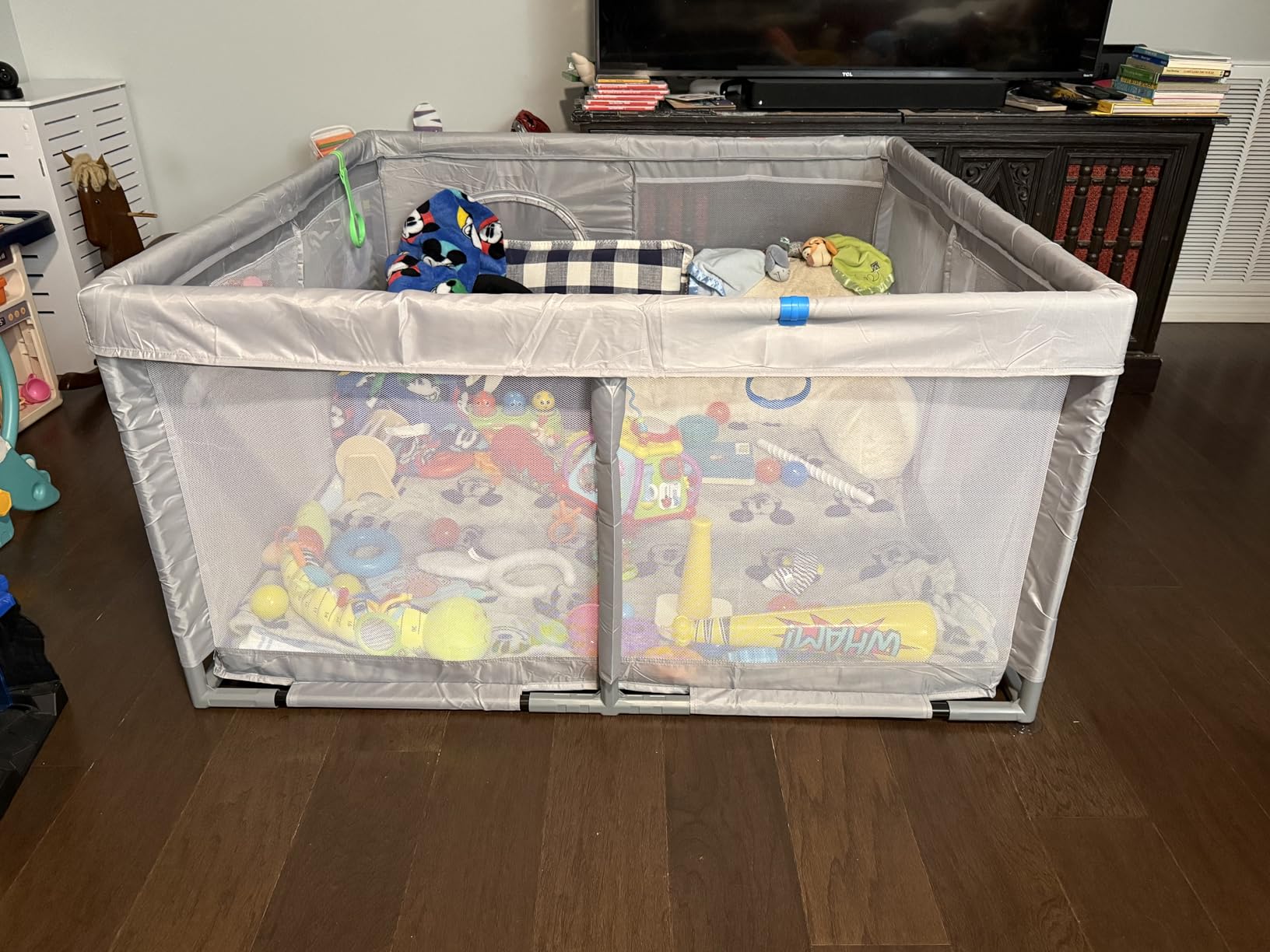 XVISHX Baby Playpen 50 x 50 Inch Play Pen Playards, Playpen for Babies and Toddlers, Baby Playard for Indoor & Outdoor Active Center Game Fence, with Skin-Friendly Fabric and Soft Breathable Mesh Grey customer photo 2