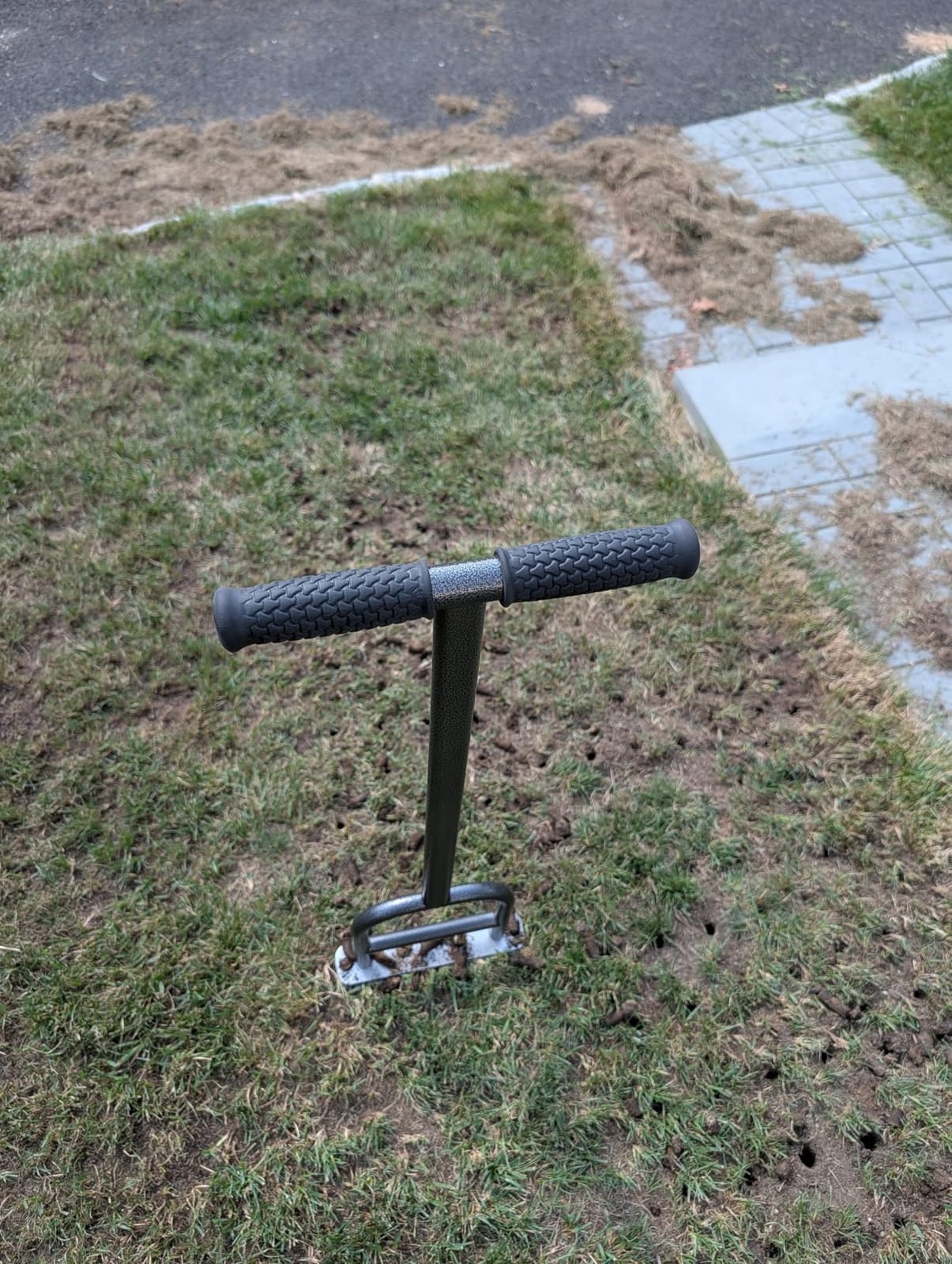 Dolibest Lawn Coring Aerator, Stainless Steel 4 Corer Plug Aerator Tool with Soft Rubber Grip, Manual Grass Aerating Tool, Garden Tool & Cleaning Hand Tool for Loosening Soil and Improving Lawn Health customer photo 2