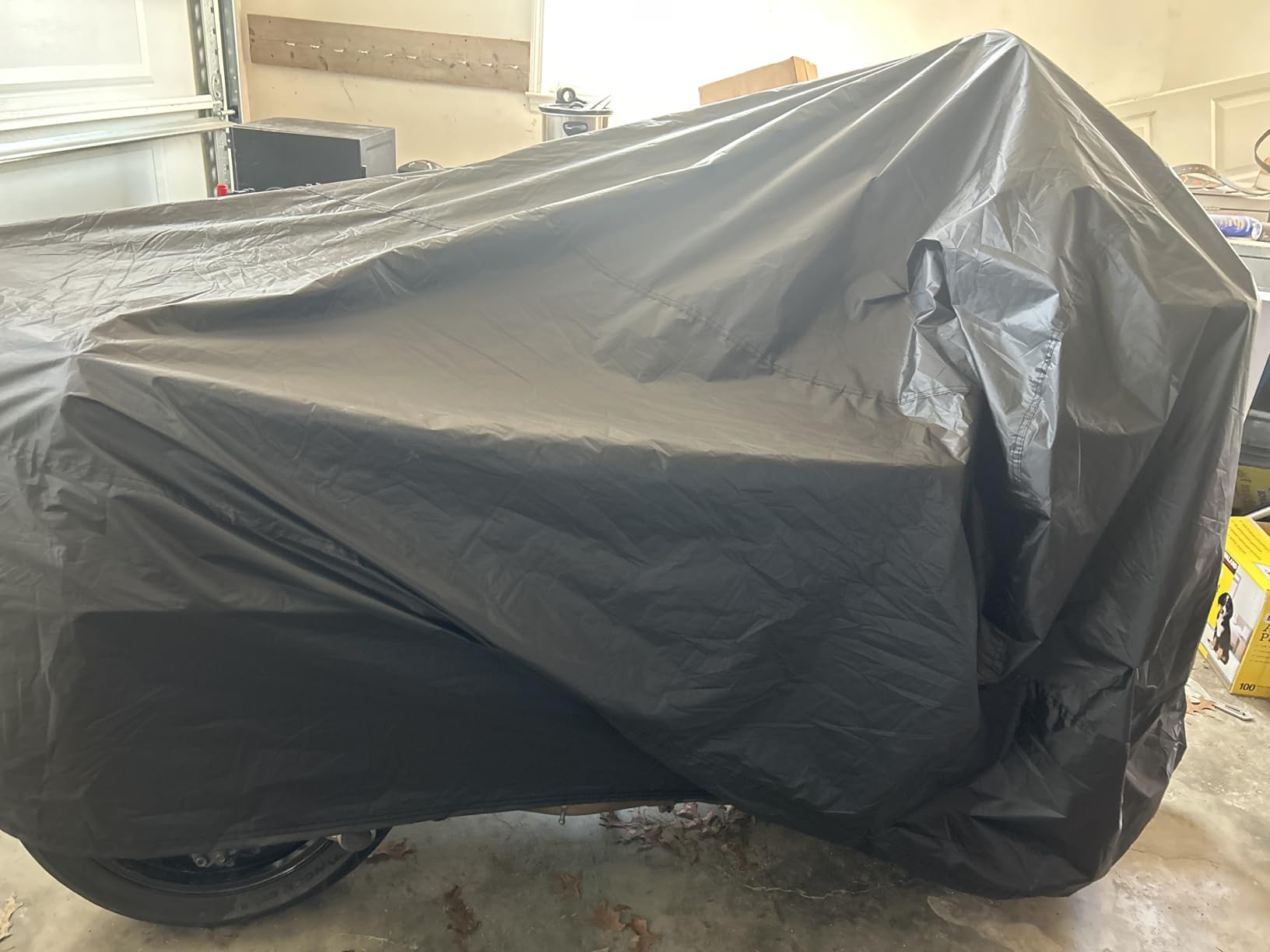 XYZCTEM Motorcycle Cover All Season Waterproof Sun-Proof Outdoor | Fits up to 108'' Motorcycle Covers, Fits for Harley Davidson, Honda, Suzuki, Kawasaki, Yamaha, with Lock Hole, Black customer photo 1