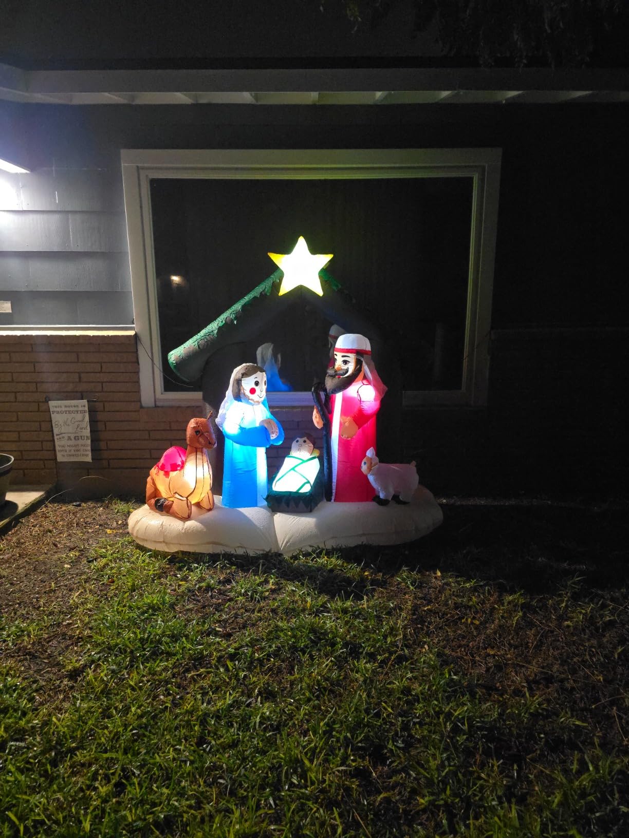 7FT Christmas Inflatable Nativity Scene with Baby Jesus, Parents, Donkey, Sheep, Star, Blow Up Manger Set Indoor & Outdoor Decorations, Built-in LED Lights for Garden, Lawn, Yard, Christmas Parties customer photo 2