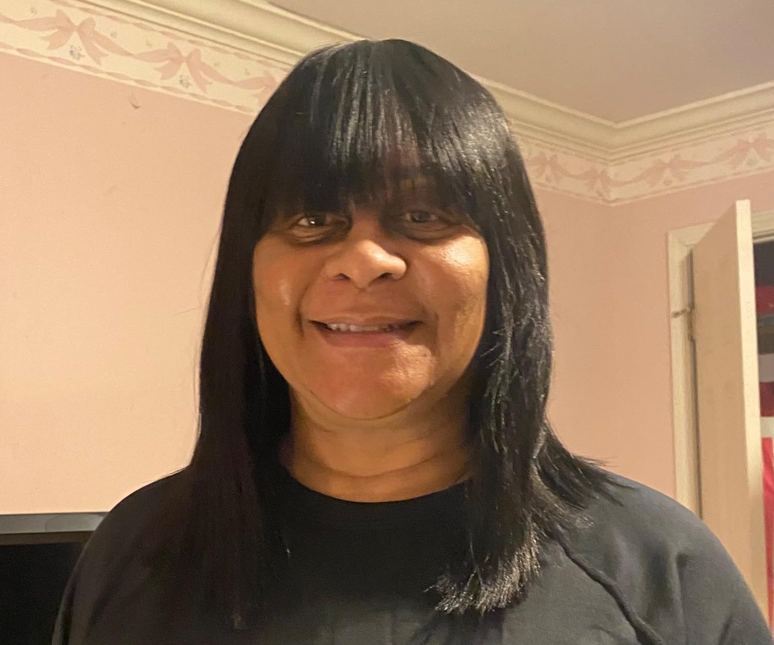 LUVME HAIR Glueless Bob Wig Human Hair 12 Inch Yaki Straight with Bangs | Protective Wig, Blunt Cut Light Yaki Texture, 180% Density, HD Lace, Pre-Plucked, Breathable Cap, for Black Women Daily Wear customer photo 2