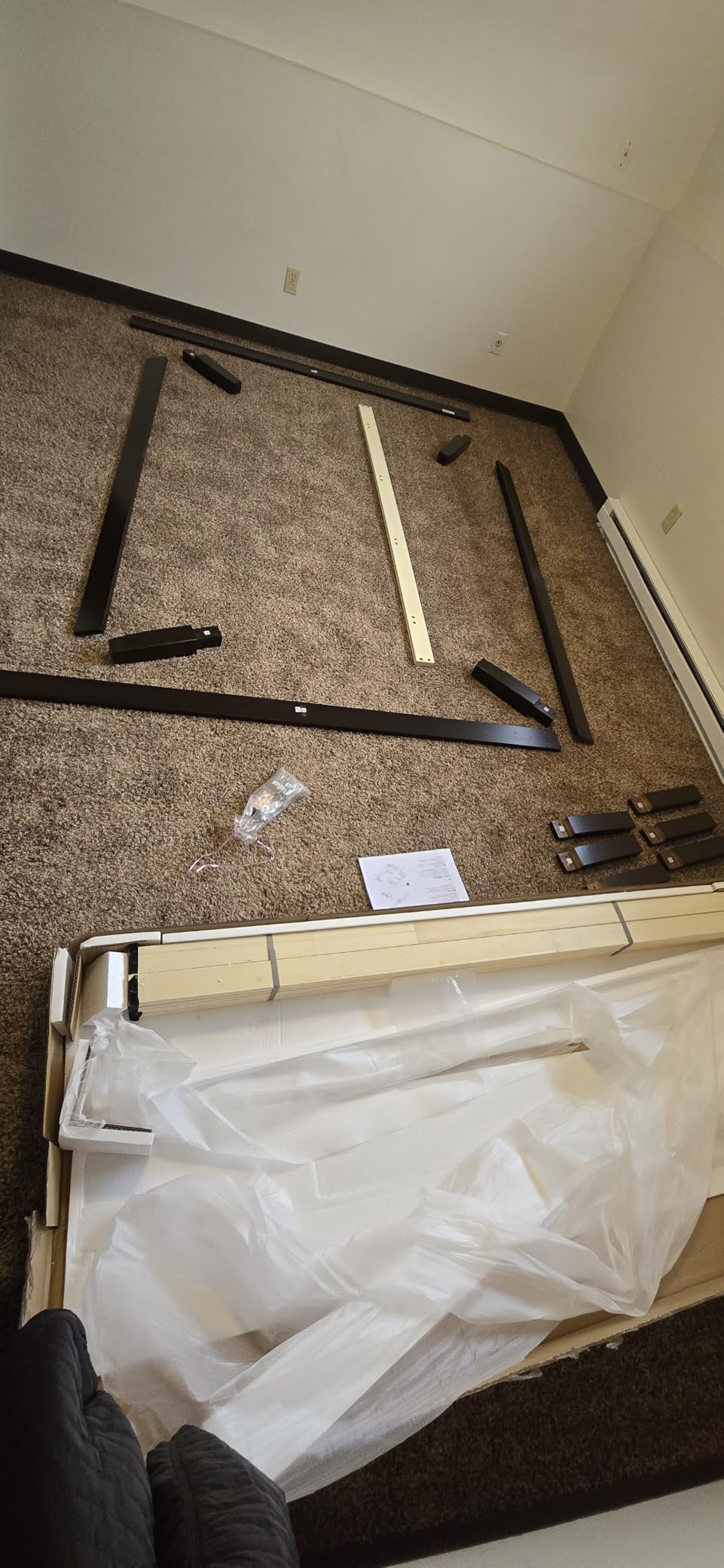 GIANTEX 14 Inch King Wood Platform Bed Frame, Minimalist Style Mattress Foundation with Solid Rubber Wood, Heavy Duty Slat Support, Without Headboard, Easy Assembly, No Box Spring Needed, Walnut customer photo 1