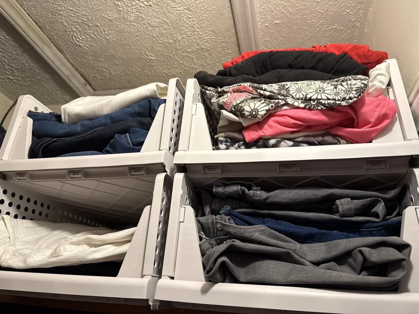 caktraie 5 Pack Stackable Closet Storage Basket - Stackable Storage Bins | Multifunctional & Foldable Closet Organizer Waterproof, Wardrobe Cupboard Space-Saving Storage Drawer Organizer customer photo 1