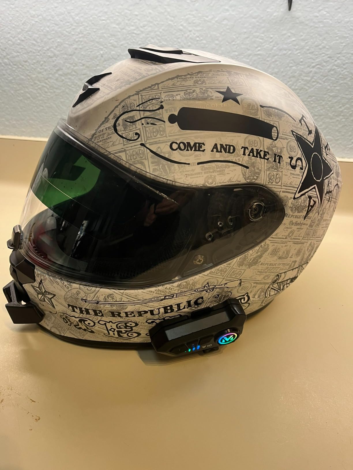 FEYA Motorcycle Helmet Speakers High Battery Life Helmet Headset | IPX6 Automatic Answer/Call Music Control/Intelligent Noise/Wake up Siri, 2 Mic Types - All Helmets Compatible - Y10 customer photo 1