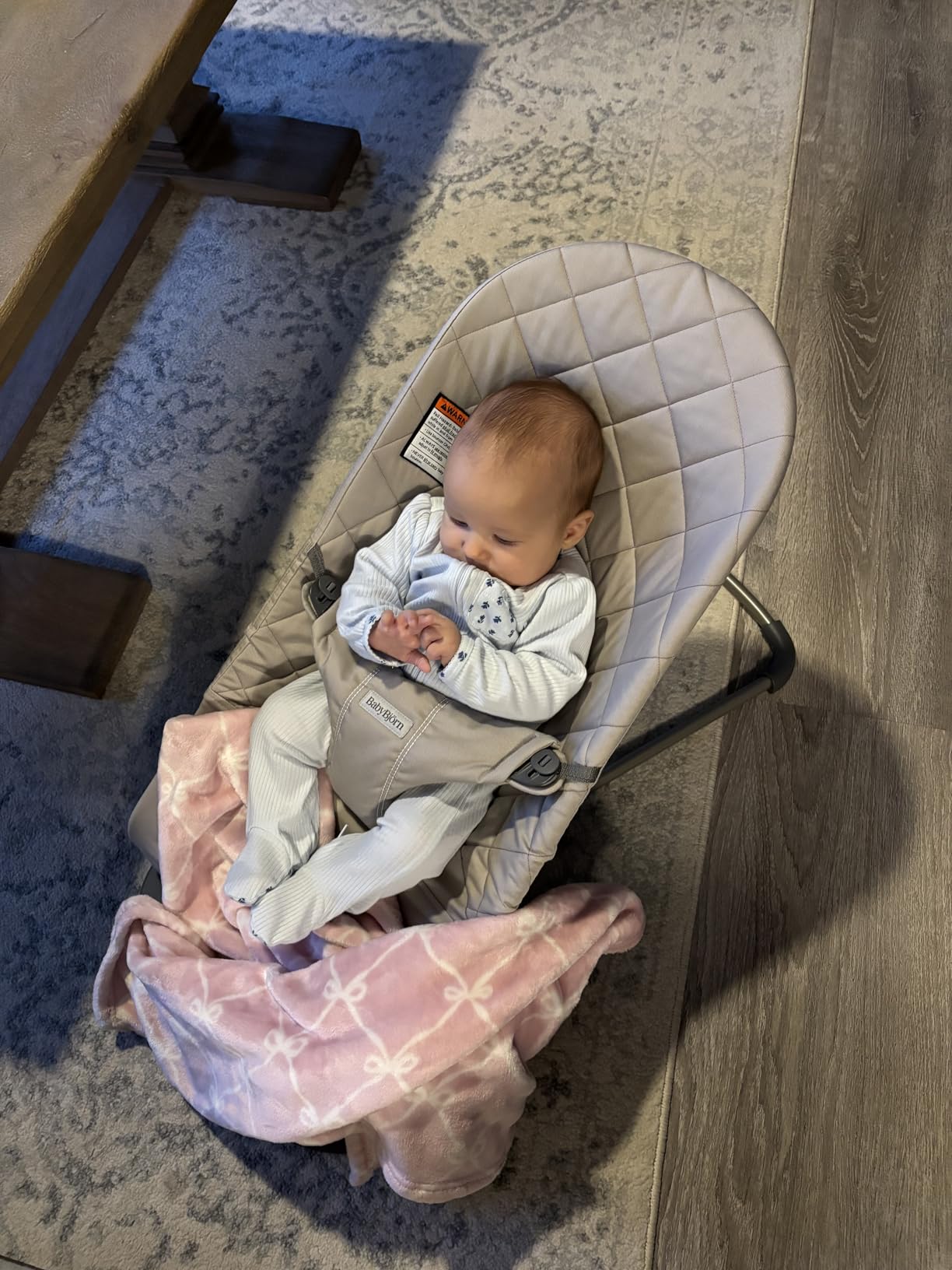BabyBjorn Bouncer Bliss, Sand Gray, Woven, Classic Quilt | 2-in-1 Adjustable Baby Bouncer Seat and Toddler Chair, Newborn to Toddler (8-29 lbs), 4 Positions, Lightweight & Portable customer photo 2