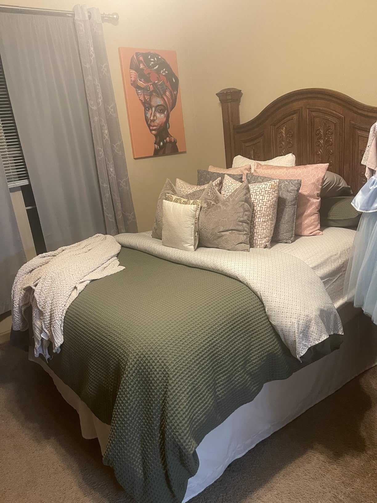 PHF Waffle Duvet Cover Set Queen, Ultra Soft & Breathable, 90