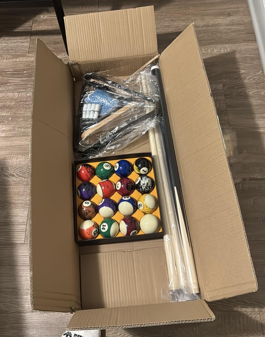 Outus 71 Pcs Premium Pool Table Accessories Set | Billiard Set, Pool Ball, Cue Sticks with Tip, Triangle Rack, Chalk, Brush Spot Sticker for Home Family and Beginner Practice customer photo 1