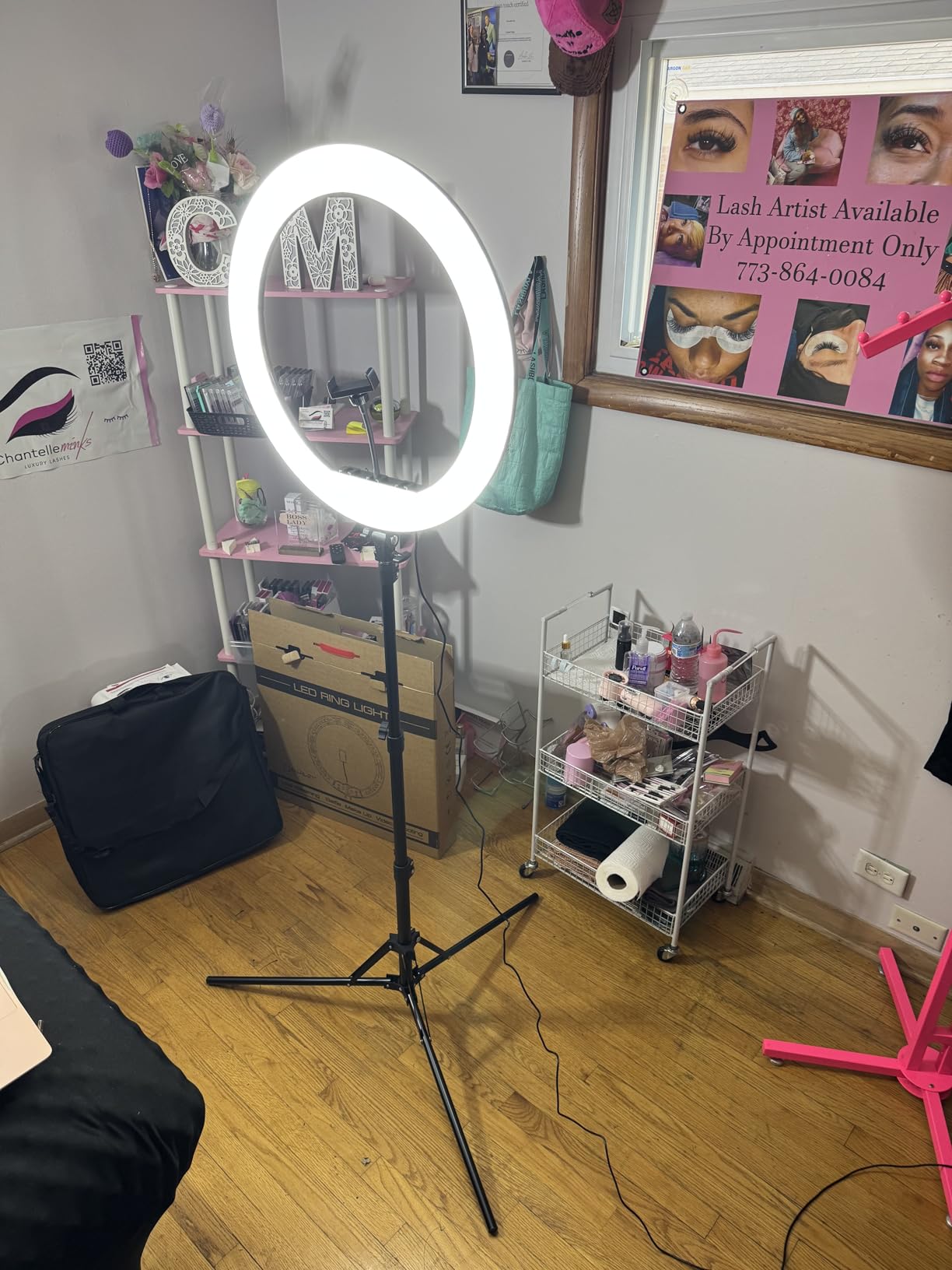 Hagibis 21 inch Ring Light with Stand Outer 55W 5600k Dimmable LED Light, Tripod Stand, and Phone Holder, Remote Controller, Carrying Bag, CRI 97+ 2540lux, for Streaming Home Office Zoom Call Lighting customer photo 2