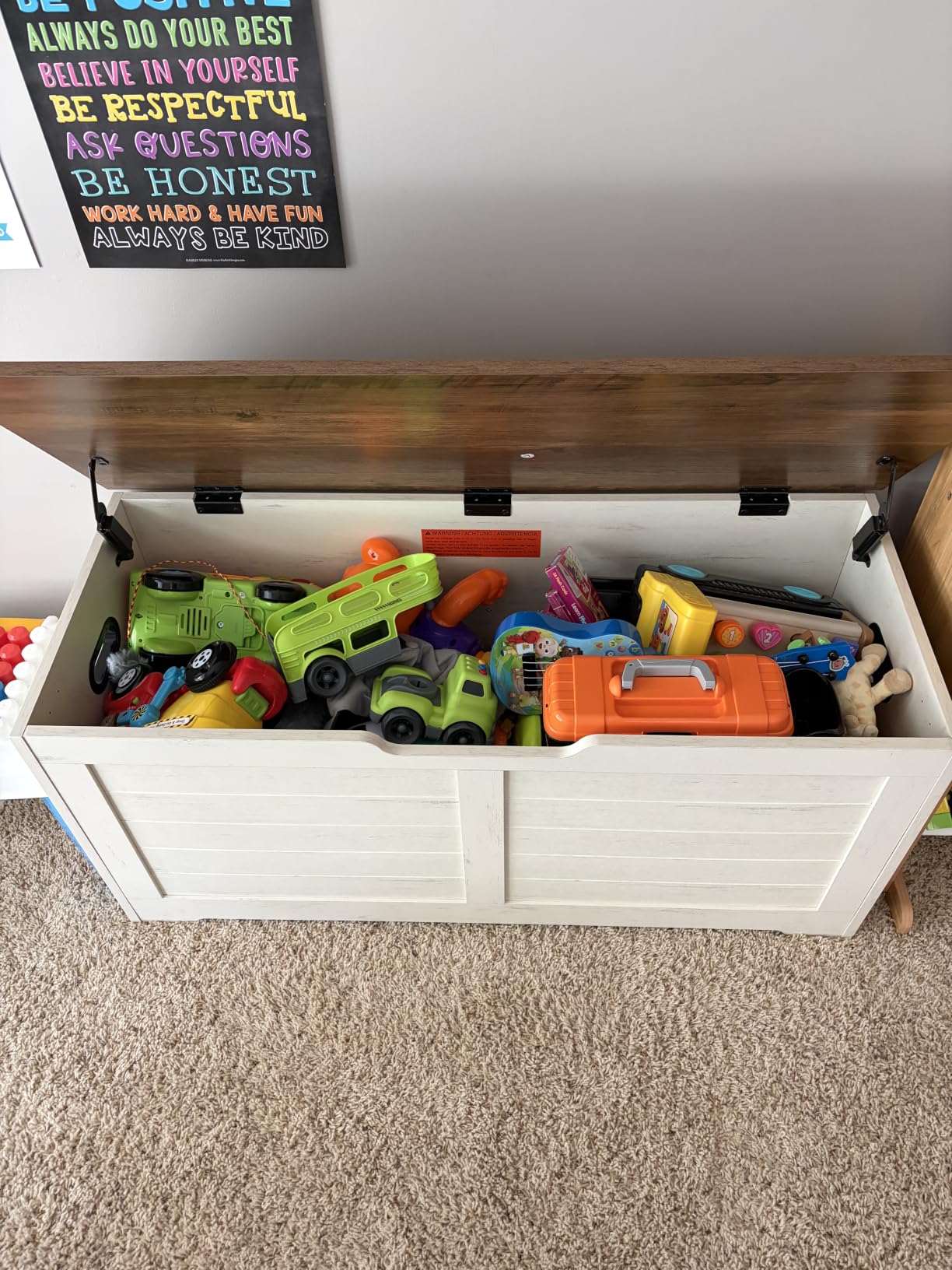 VASAGLE Storage Chest, 39.4 Inches Width Bench with 2 Safety Hinges customer photo 1