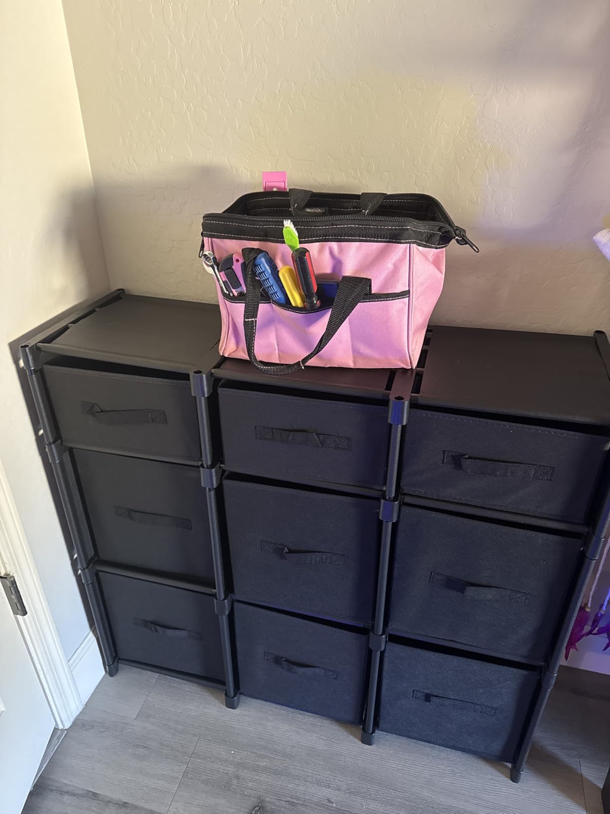 Mavivegue 9 Cube Storage Organizer, Closet Organizers and Storage, Cube Storage Shelf, Easy to Assemble with Storage Drawers, DIY Closet Cube Organizer for Living Room, Bedroom, Dorm Room-Black customer photo 2