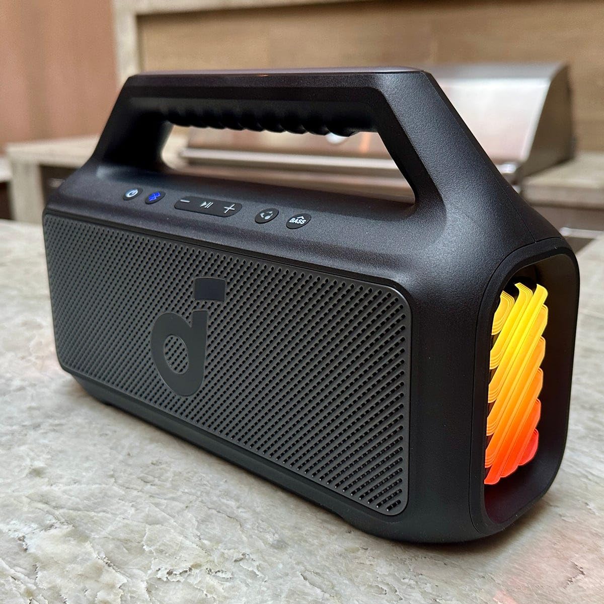 Soundcore Boom 2 by Anker, 80W Outdoor Bluetooth Speaker, 24H Playtime | IPX7 Waterproof, BassUp 2.0 Subwoofer, Floatable, RGB lights, USB-C, Custom EQ via soundcore App, for Camping and Beach(Blue) customer photo 2