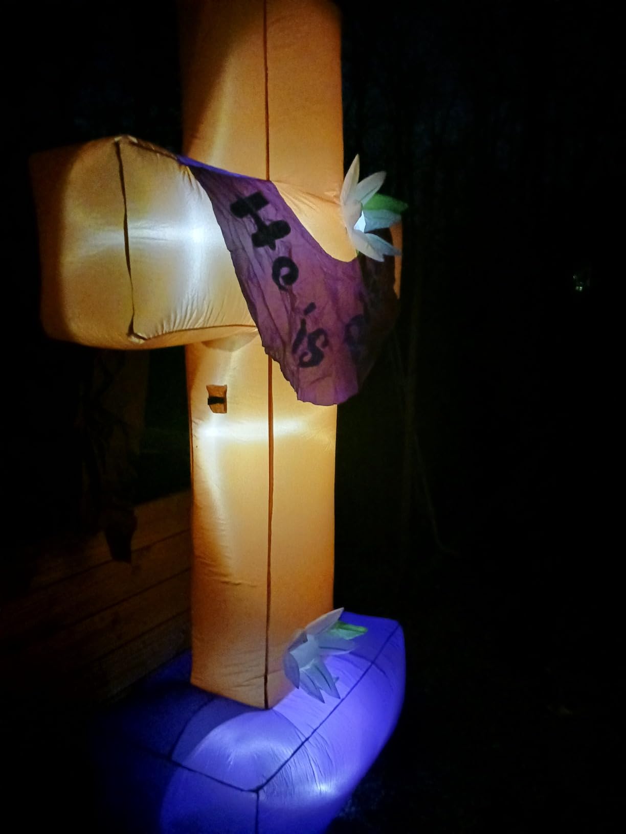 8 Ft Easter Inflatable Cross Outdoor Decoration, Blow Up He is Risen Yard Decorations with Built-in LED Lights Easter Party Decor Yard Garden Lawn Indoor Outdoor Home customer photo 1