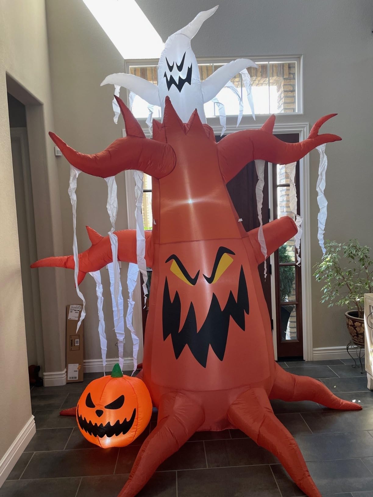 GOOSH 10 FT Halloween Inflatables Tree Outdoor Decorations Blow Up Yard Scary Dead Tree with Pumpkin and Ghost with Built-in LEDs for Garden Lawn Indoor Party Decor customer photo 2
