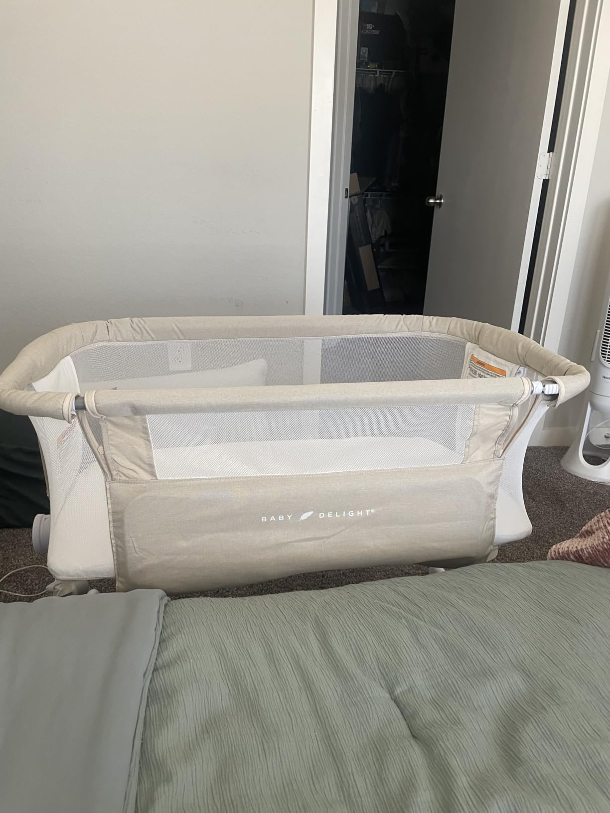 Baby Delight Beside Me Dreamer Bassinet, Organic Mocha | 6-Position Height Adjustment, Mesh Wall for Air Flow & Visibility, Zip Down Beside Panel, 100% GOTS Certified Organic Cotton customer photo 2