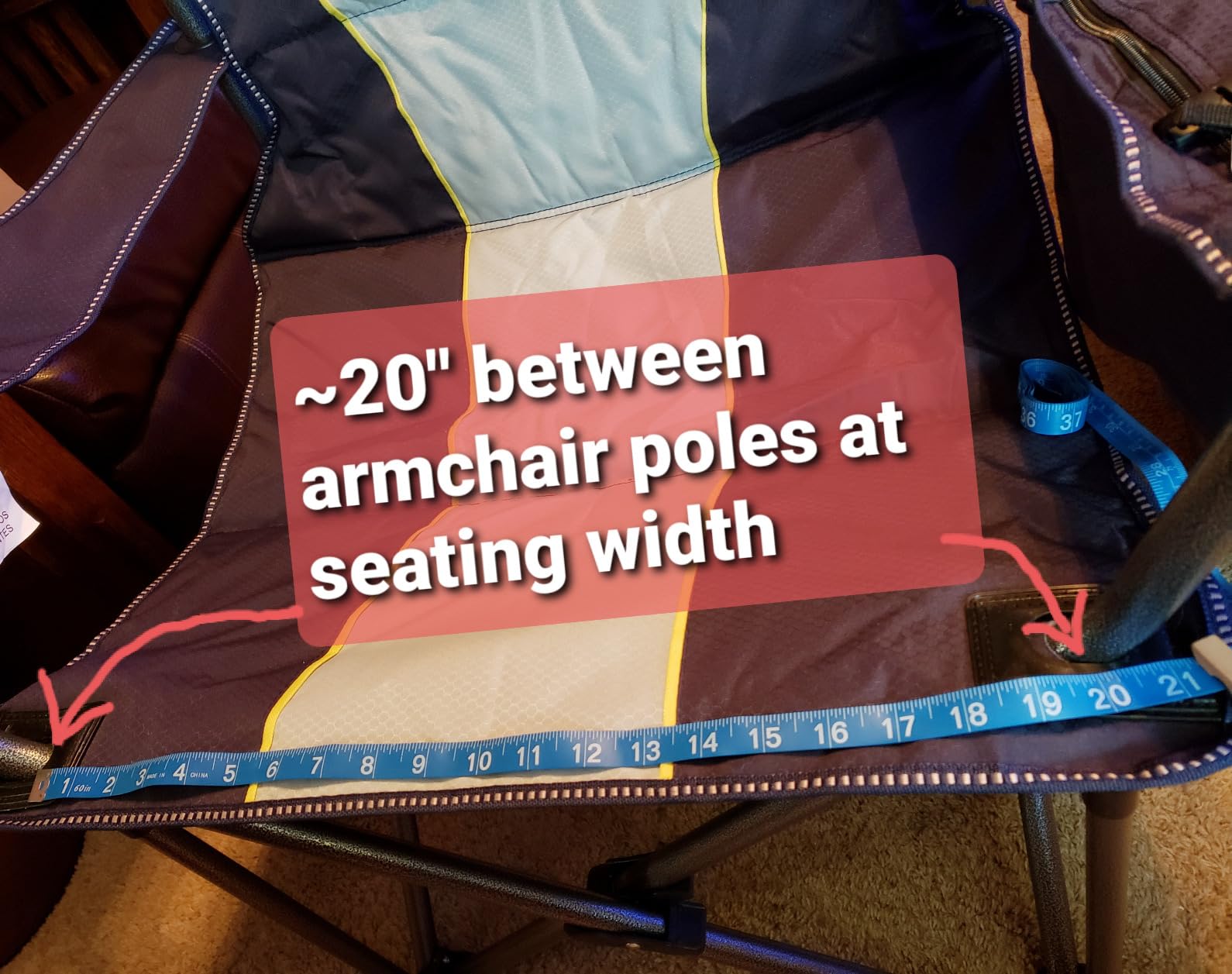 LET'S CAMP Folding Camping Chair Oversized Heavy Duty Padded Outdoor Chair | Oversized Chairs Lawn Chair with Cup Holder, Storage Pocket and Cooler Bag, Supports 450LBS, for Camp, Beach, Picnic customer photo 1