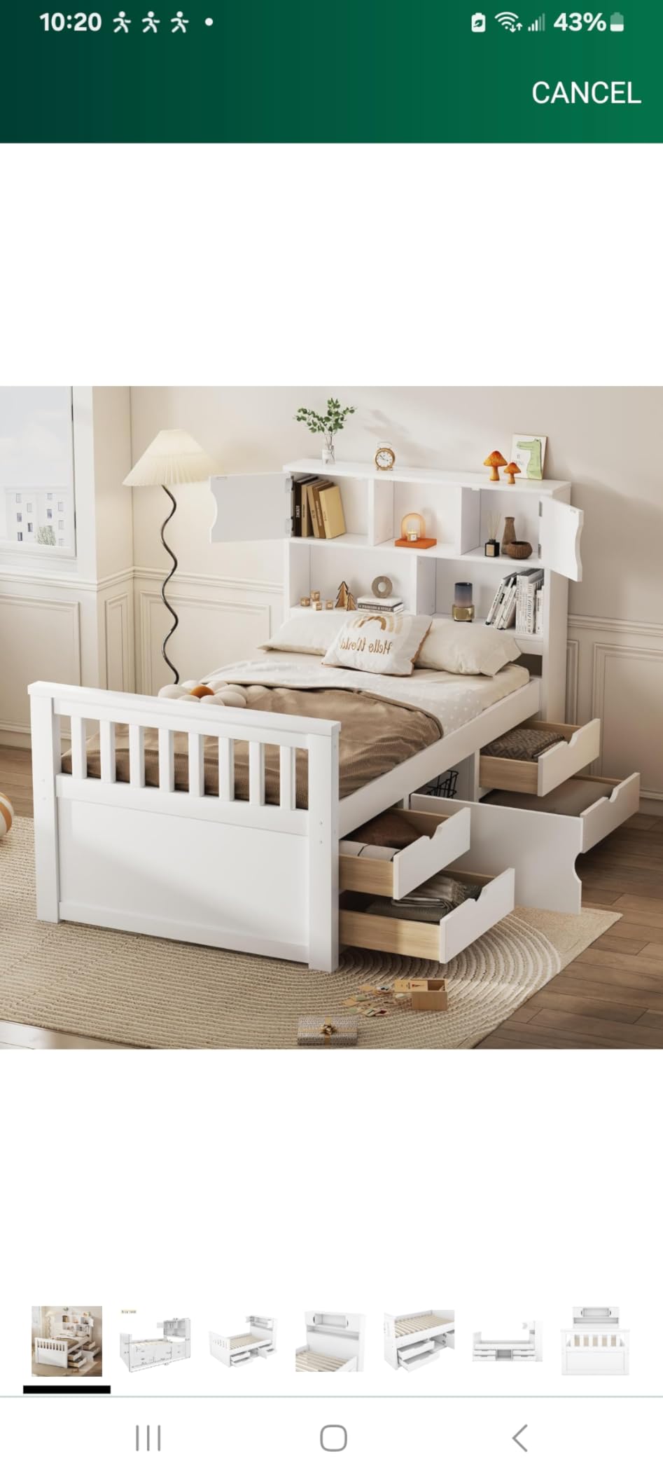SOFTSEA Twin Size Captains Bed Frame with Storage Drawers, Wood Platform Bed with Bookcase Headboard, Storage Shelves and Doors for Kids Teens, No Box Spring Needed, White customer photo 1