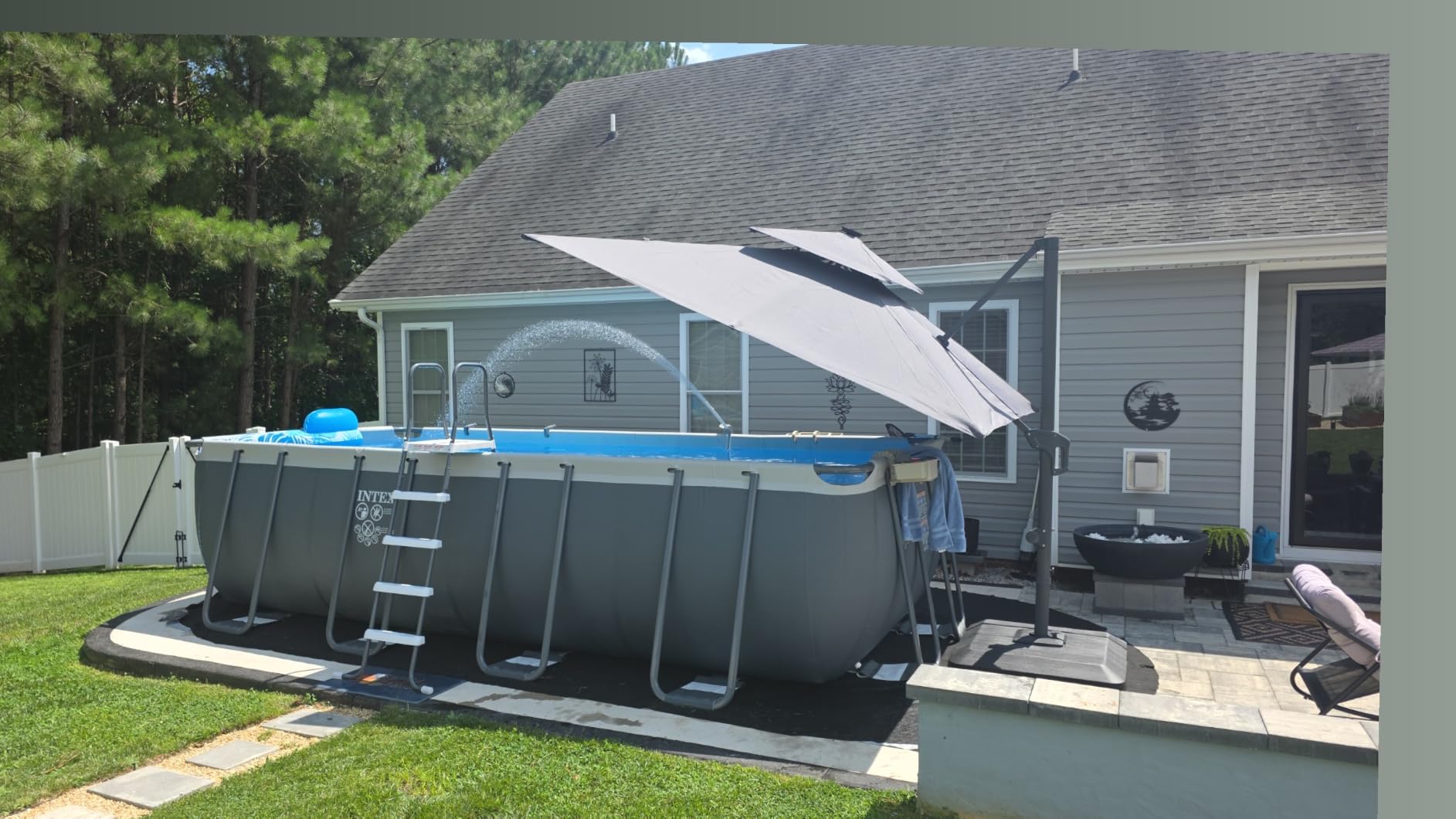 Best Choice Products 10x10ft Cantilever Patio Umbrella w/Base Included, Solar LED Lights 360 Rotation Large Offset Hanging Outdoor Shade for Deck Pool Backyard w/Stand – Green customer photo 2