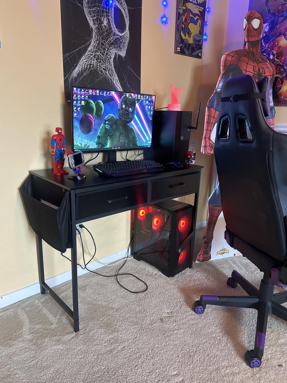 DLisiting 32 Inch Small Desk with Drawers, Black customer photo 1
