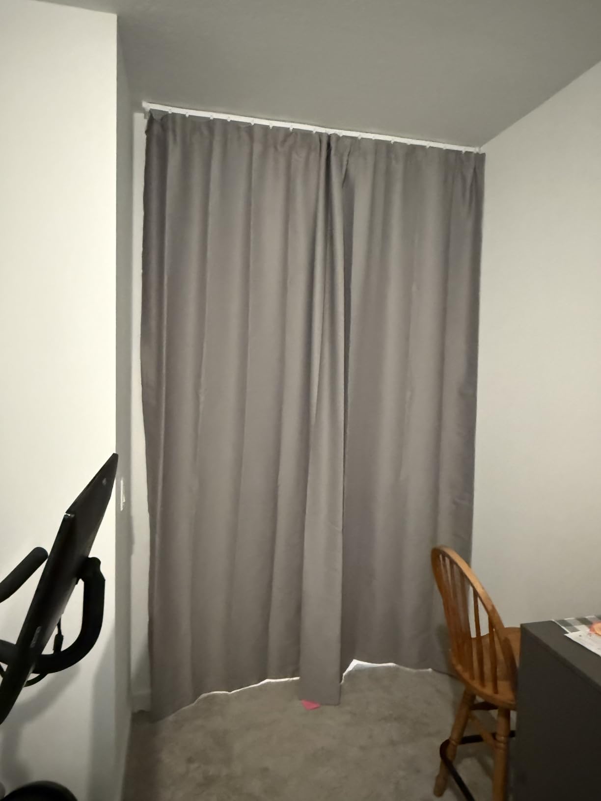 Room Divider Curtains Ceiling Mounted Track Sets Extra Wide Blackout Curtain Flexible Tracks for Bedroom Privacy Partition Separator, 1 Panel Black Drape and White Rail, W8.3 x H7ft customer photo 2