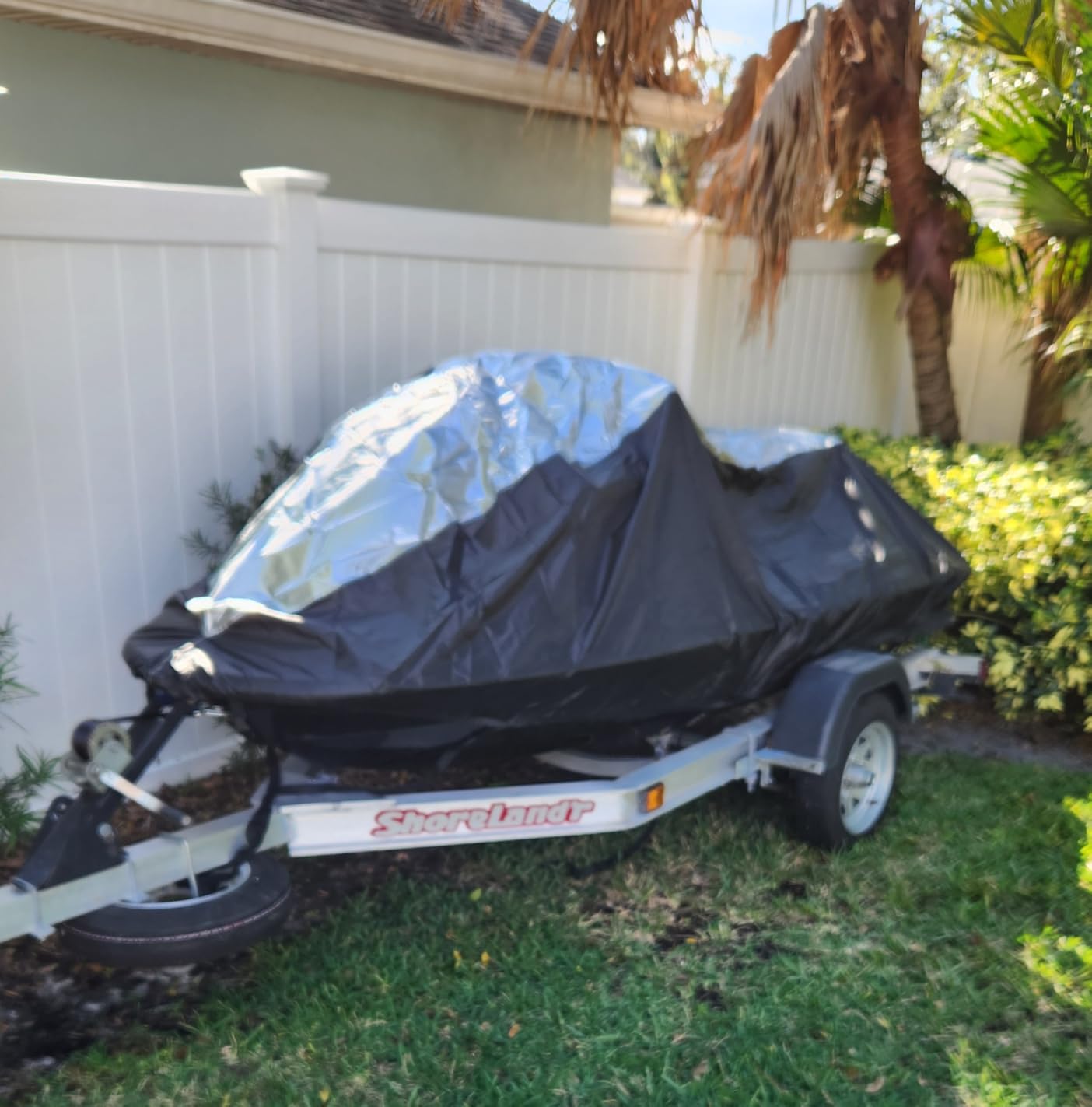 3 Seater Waterproof Jet Ski Covers, Upgraded 420D Heavy Duty Nano Coating PWC Cover, 2 Air Vent Marine Grade UV Resistant for Seadoo Waverunner Polaris from 116'' to 125'' (Black) customer photo 2