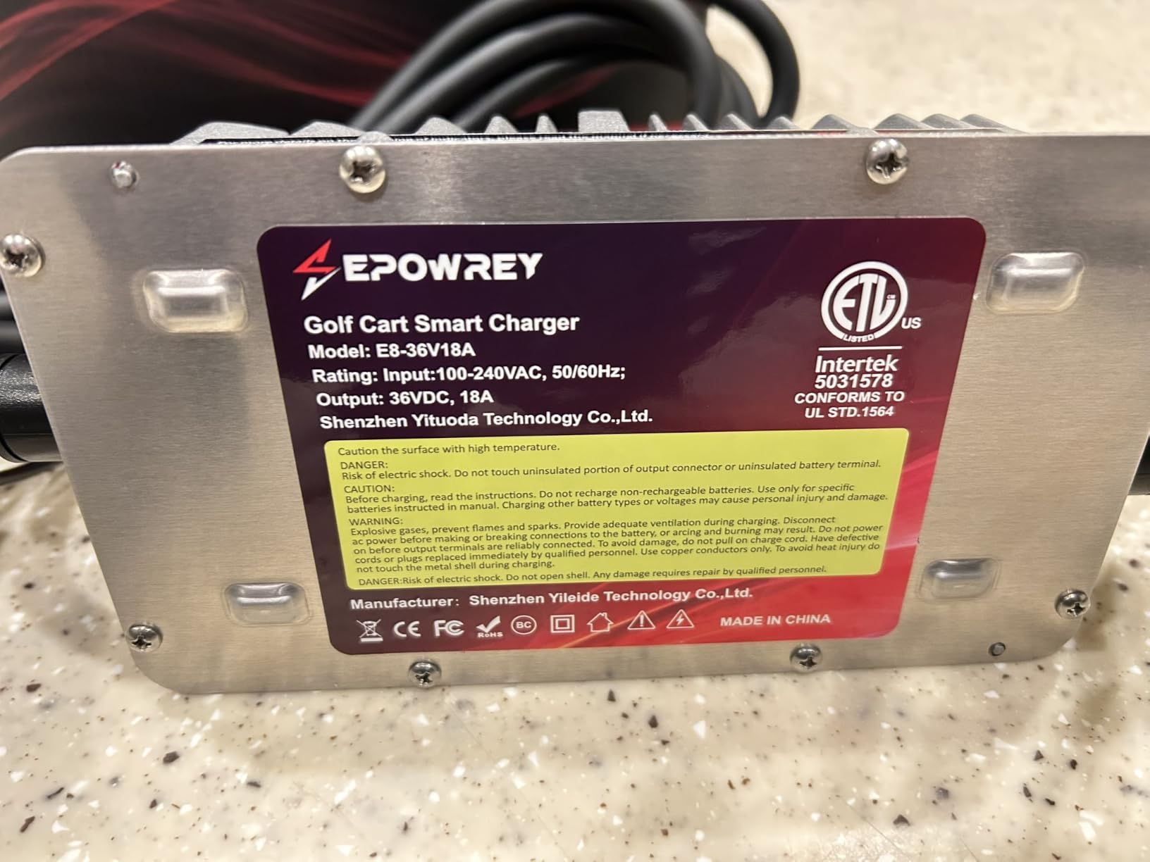 EPOWREY 18 AMP 36 Volt Golf Cart Battery Charger for EZGO TXT with D Style Plug customer photo 2