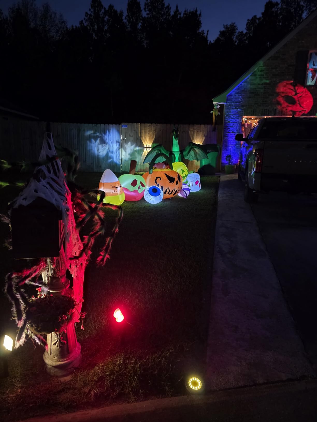 10 FT Halloween Inflatable Blow up Outdoor Decorations Pumpkin Ghost Combo, Halloween Decorations Outdoor Inflatable Bow Up Pumpkin Decoration Outdoor with LED Inflatable Halloween for Yard Garden customer photo 1
