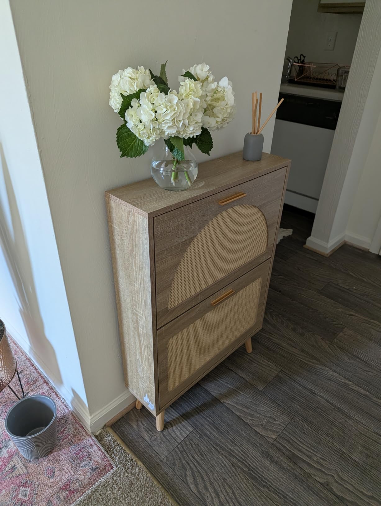 VEVOR Shoe Cabinet with 2 Flip Drawers, Shoe Storage Cabinet for Entryway, Free Standing Shoe Storage Organizer with Rattan Doors for Heels, Boots, Slippers in Hallway, Living Room customer photo 1