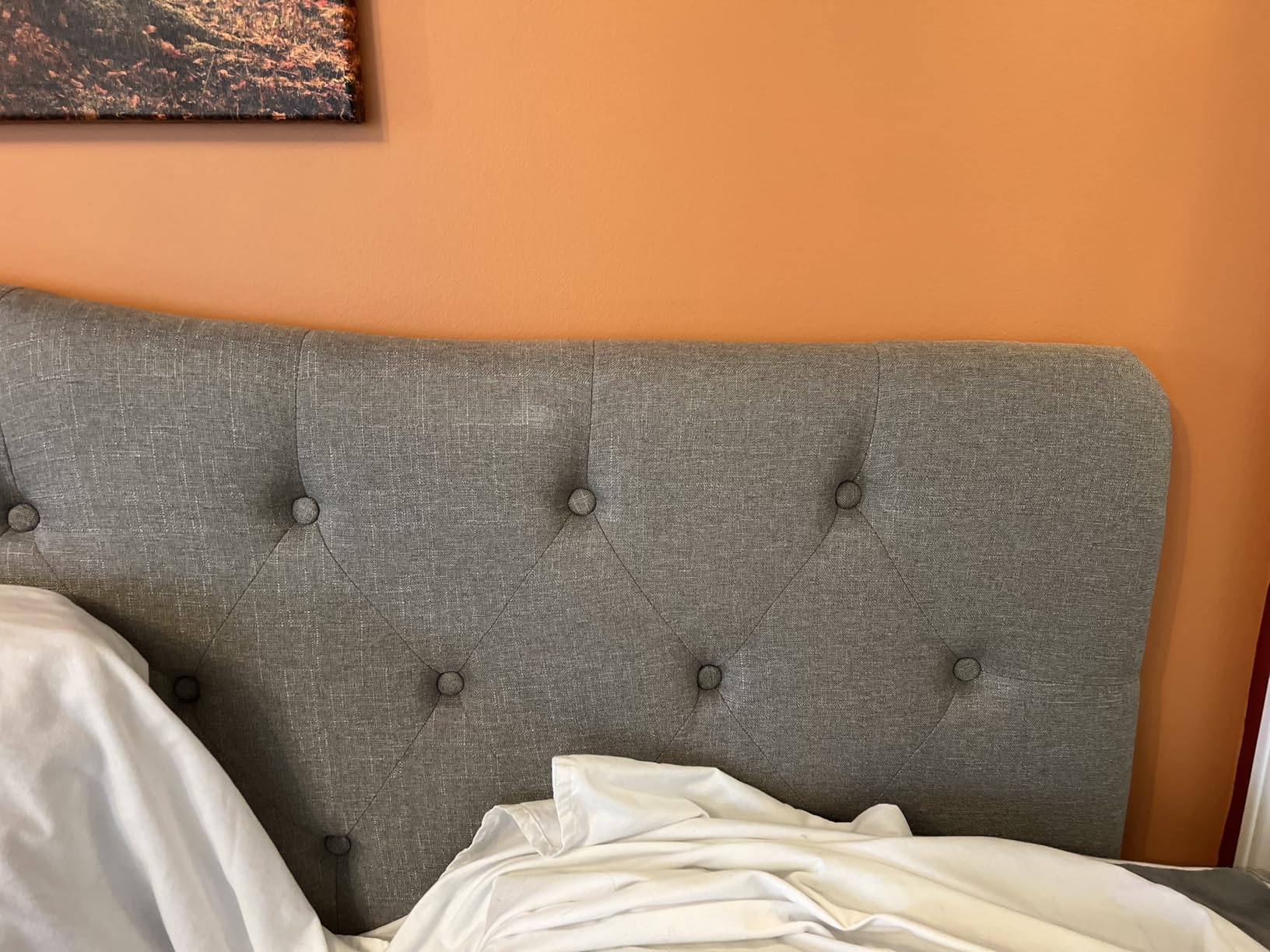 Rosevera Givanna Adjustable Height Headboard with Linen Upholstery and Button Tufting for Bedroom, King, Classic Beige customer photo 1