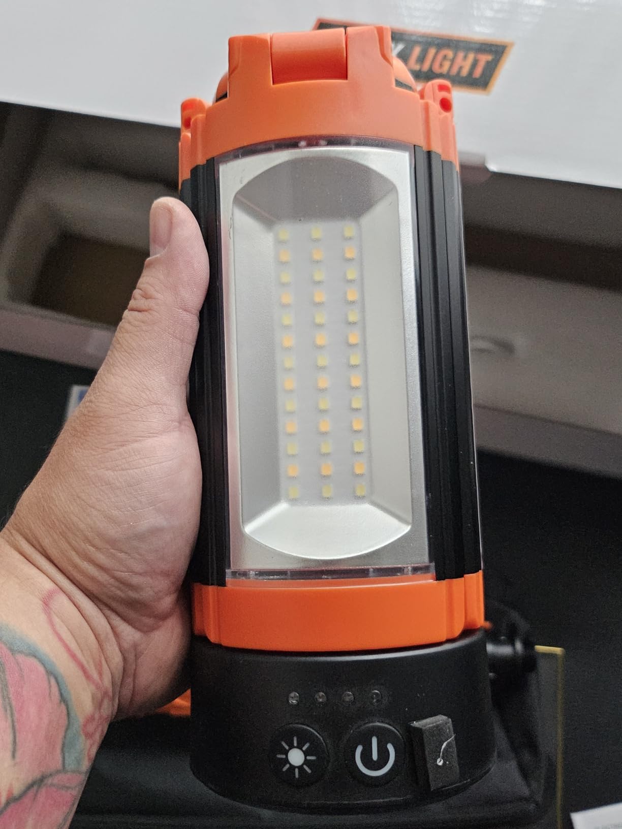 AKOFUN 12000mAh Camping Light with Stand, Portable Rechargeable Work Light, 10000 Lumen Dimmable Cordless Work Light with 3 LED Lamp Heads, 79