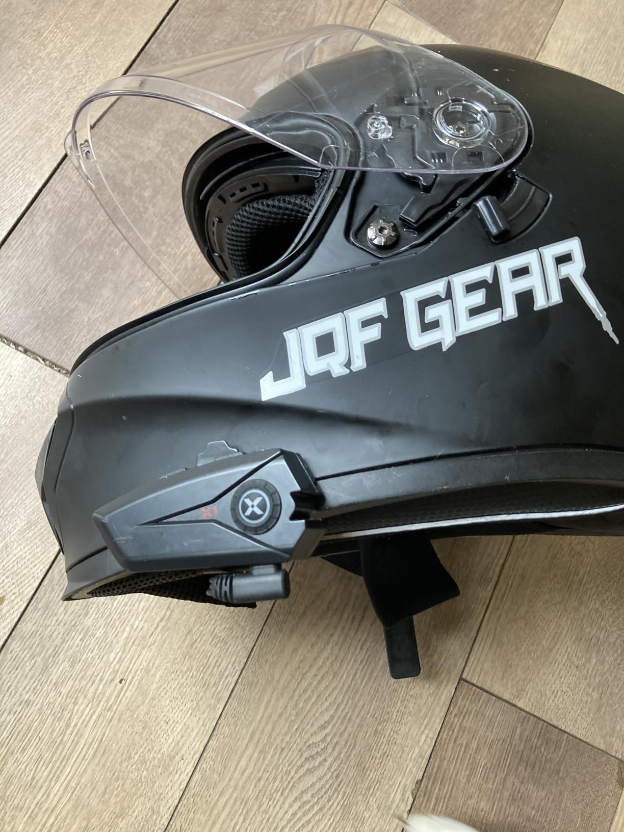 XGP X1 Motorcycle Helmet Bluetooth Headphones V5.3 with Voice Assistant, 40mm Helmet Speakers with IP67 Waterproof, Motorcycle Bluetooth Headset 60 Hours Playing Time, Black customer photo 2