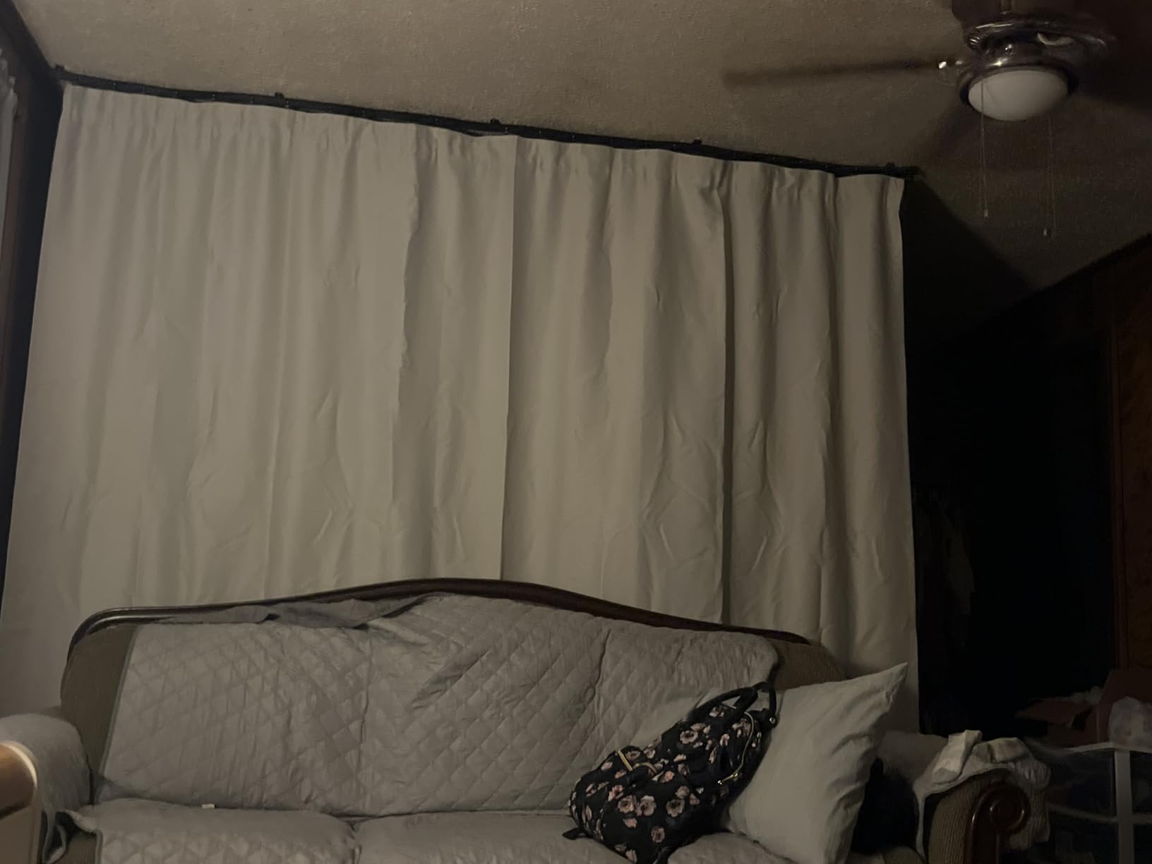 Room Divider Curtains Flexible Ceiling Tracks set Curtain track Ceiling Mount Blackout Curtain for Living Room Bedroom Ceiling Curtain Rod Privacy Dividers Panels W100 x H84 Beige Drape & Black rail customer photo 2