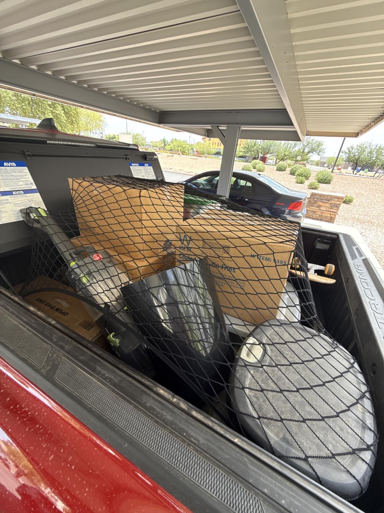 AUTOWN Cargo Net for Pickup Truck Bed - Stretchable 4'x4' to 7'x7', High Elastic Fine Mesh 1''x1'' with 8 Metal Carabiners - Ideal for ATV, SUV, UTV, Truck and Boat Use (Single Layer) customer photo 1