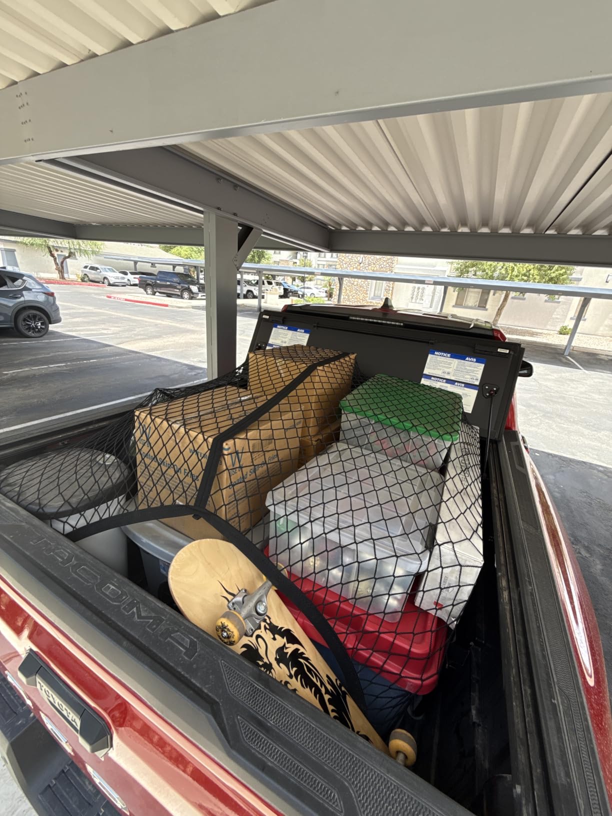 AUTOWN Cargo Net for Pickup Truck Bed - Stretchable 4'x4' to 7'x7', High Elastic Fine Mesh 1''x1'' with 8 Metal Carabiners - Ideal for ATV, SUV, UTV, Truck and Boat Use (Single Layer) customer photo 2