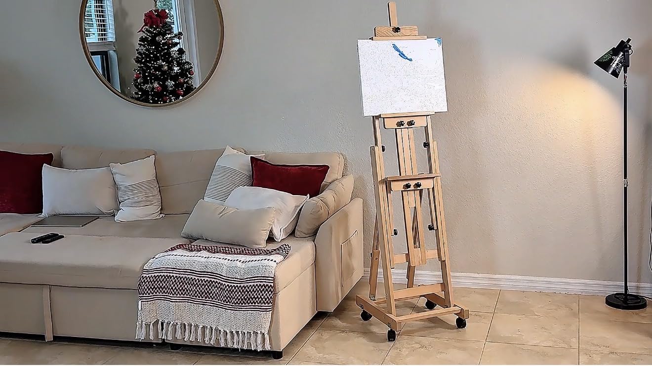 H-Frame Multifunctional Easel, Foldable & Adjustable (Vertical to Horizontal), Holds Two Canvases (Up to 77 Inches), Professional H-Frame Art Easel for Adults customer photo 1